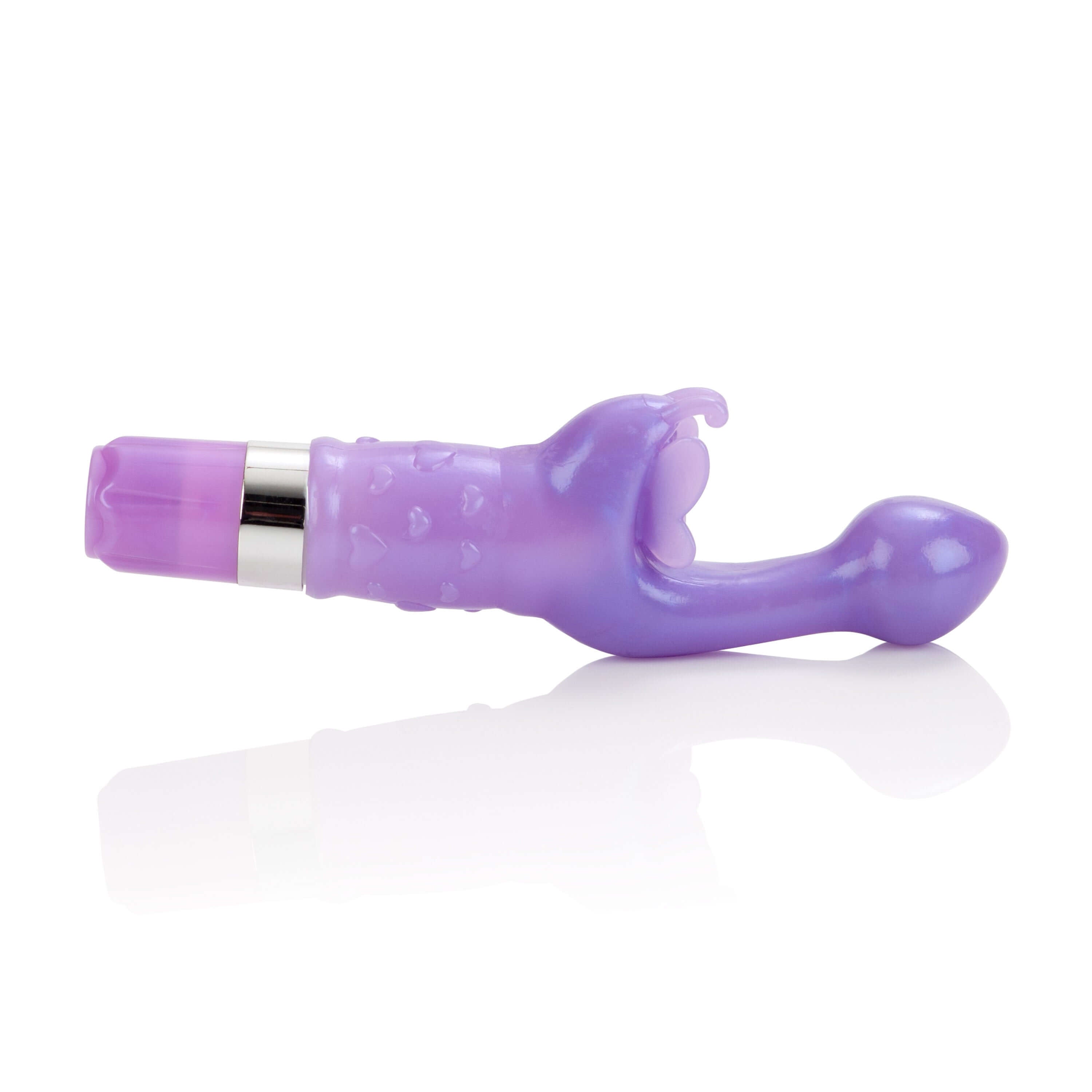 Butterfly Kiss Vibrator Platinum Edition Purple side view, featuring a contoured shape and butterfly stimulation design.