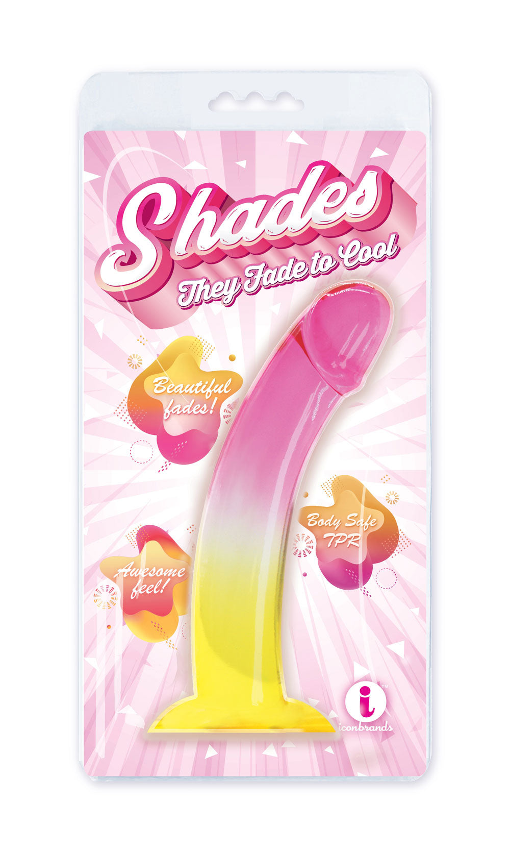 Shades, 8.25&quot; Smoothie Jelly Tpr Gradient Dong - Pink and Yellow-0