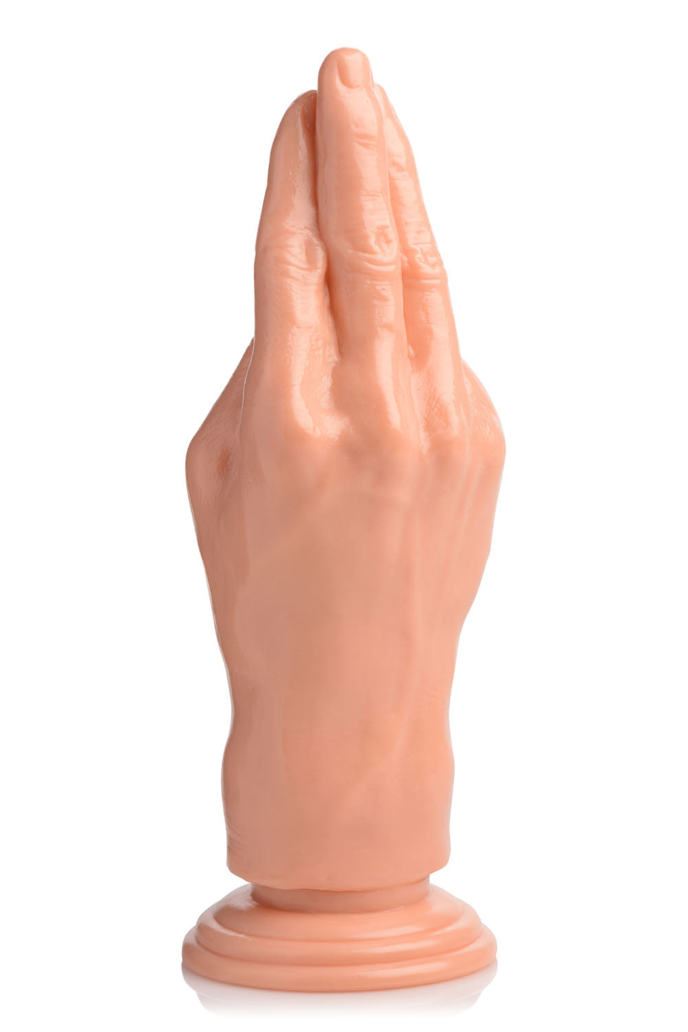 Master Series The Stuffer Fisting Hand Dildo Flesh displayed in a realistic hand shape with lifelike details.