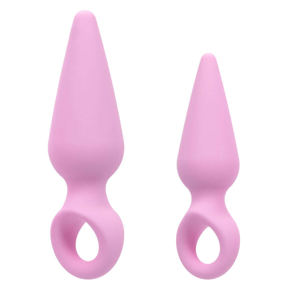 First Time Booty Probe Duo Pink - beginner-friendly anal play probes in soft pink silicone.