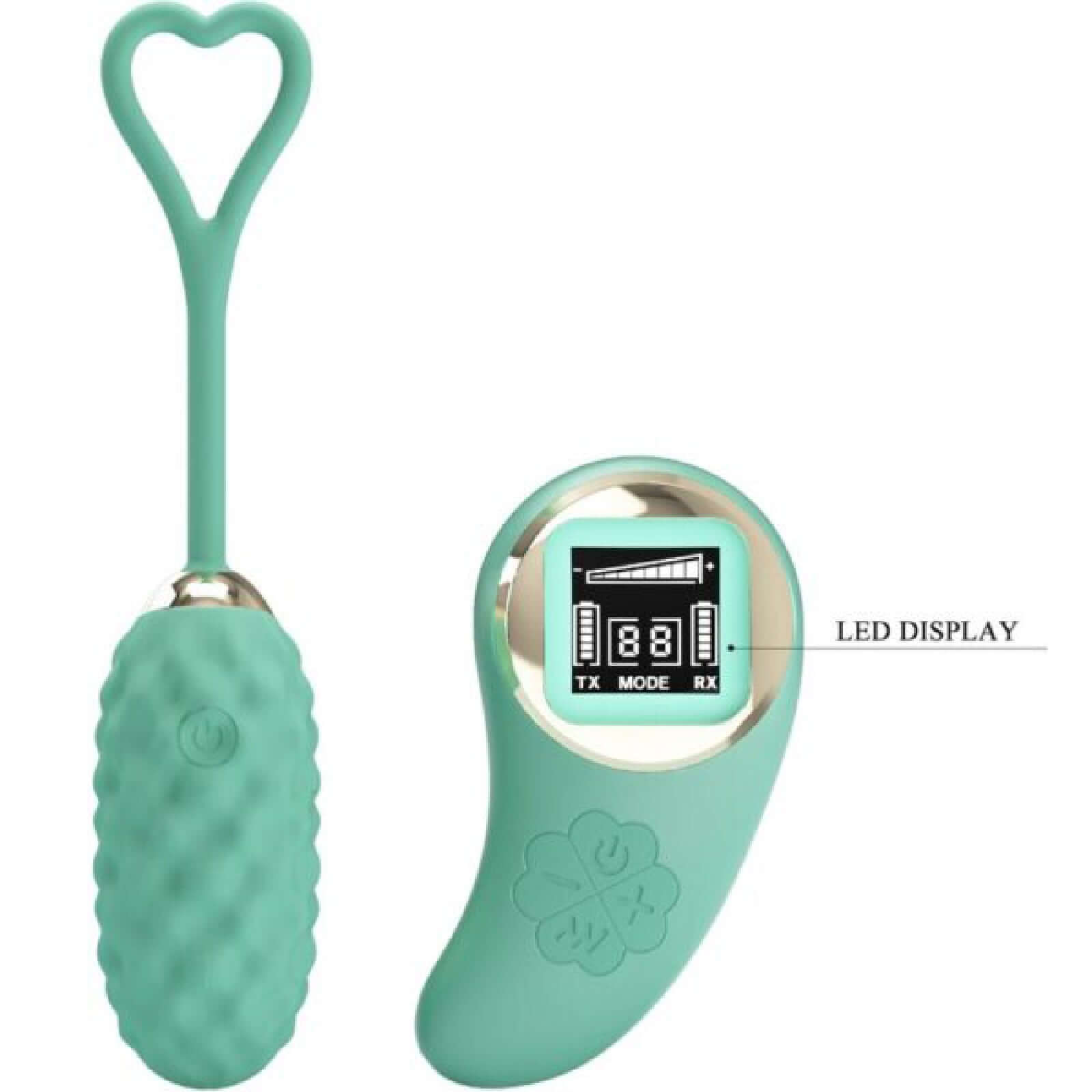 Turquoise Vivian Remote Control Vibrating Egg with 10 Vibration Patterns and Wireless Remote with LED Display