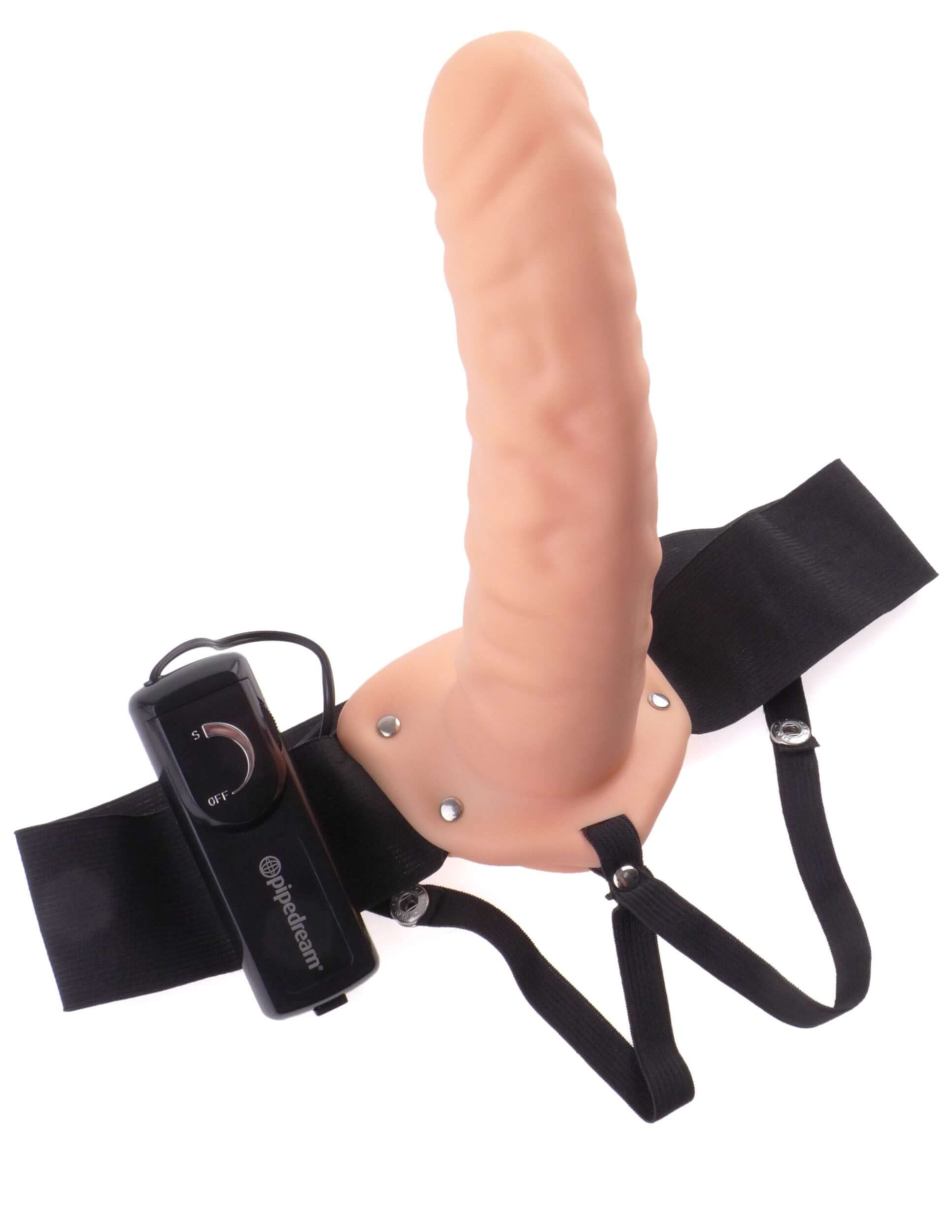 Fetish Fantasy Series 8-Inch Vibrating Hollow Strap-on - Flesh-3