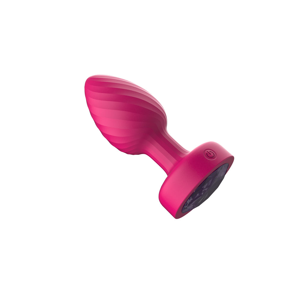 Twila Twirling Purple Gem Light Up Vibrating Plug With Heart Remote showcasing a vibrant pink design.