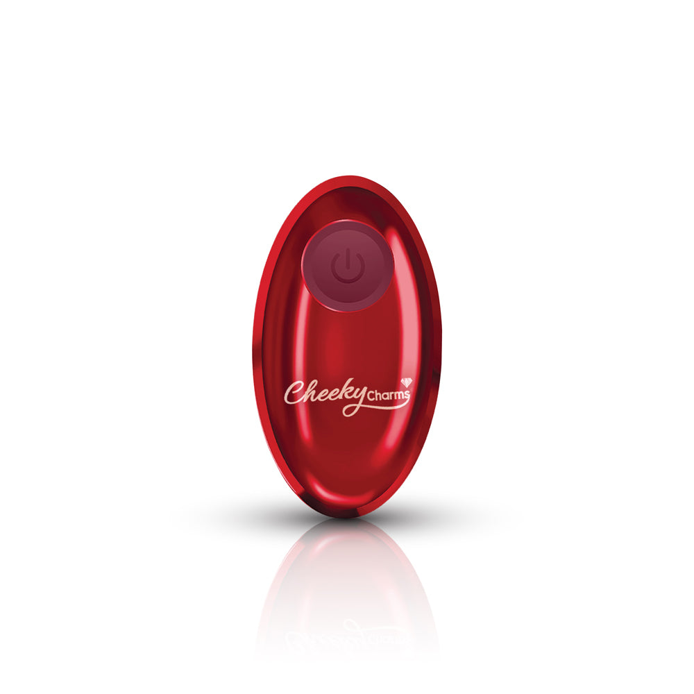 Vibrating Red Metal Remote Plug Medium remote control by Viben's Cheeky Charms, sleek and stylish.