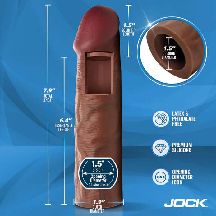 Jock 1.5" Silicone Penis Extension Sleeve - Dark-3