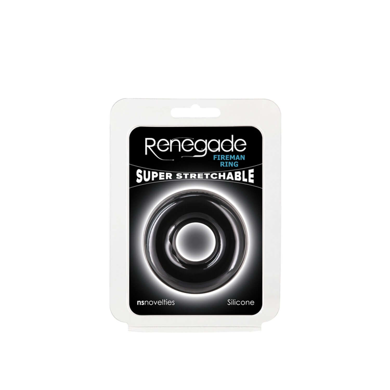 Renegade Fireman Ring - Large Black Silicone Super Stretchable in Packaging