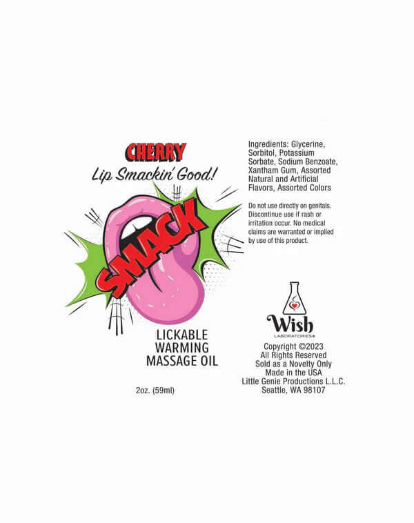 Smack Lickable Massage Oil, 3ml Pouch Display 36pc - Cherry-1
