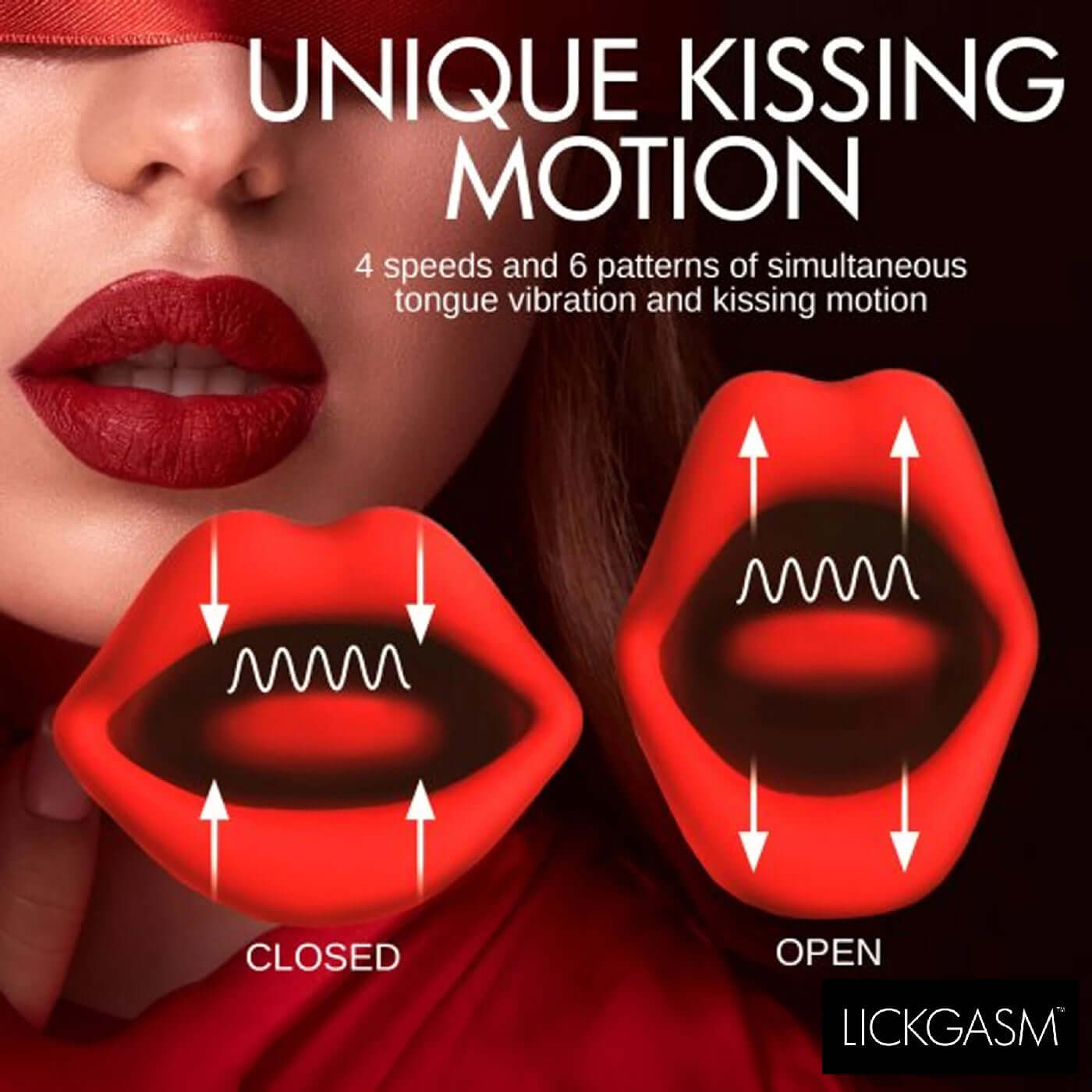 Unique kissing motion of Magic Kiss Kissing Clitoral Stimulator with 4 speeds and 6 patterns of tongue vibration and kissing movement.