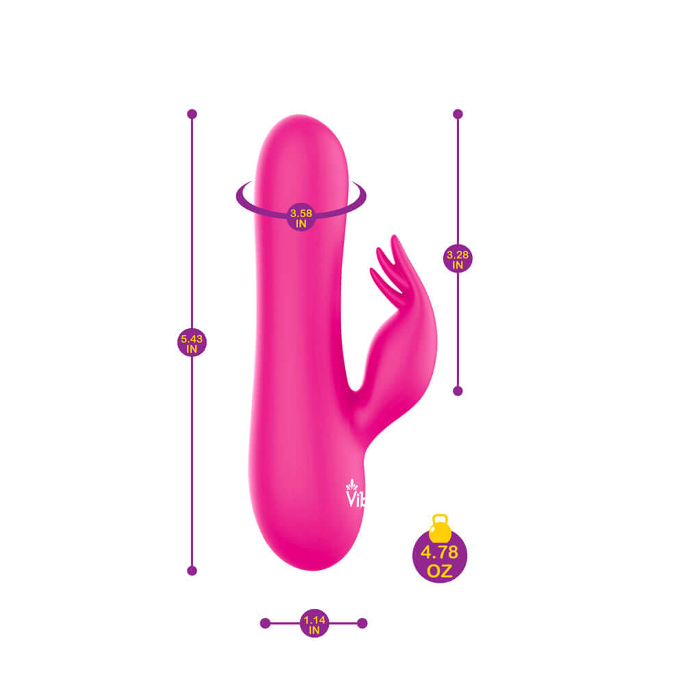 Freyja - Hot Pink - Intense Mini Rabbit Vibe With Triple Tickling Clitoral Stimulator-2