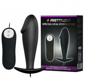 Pretty Love Special Anal Stimulator Black and remote control with packaging, designed for powerful anal stimulation.