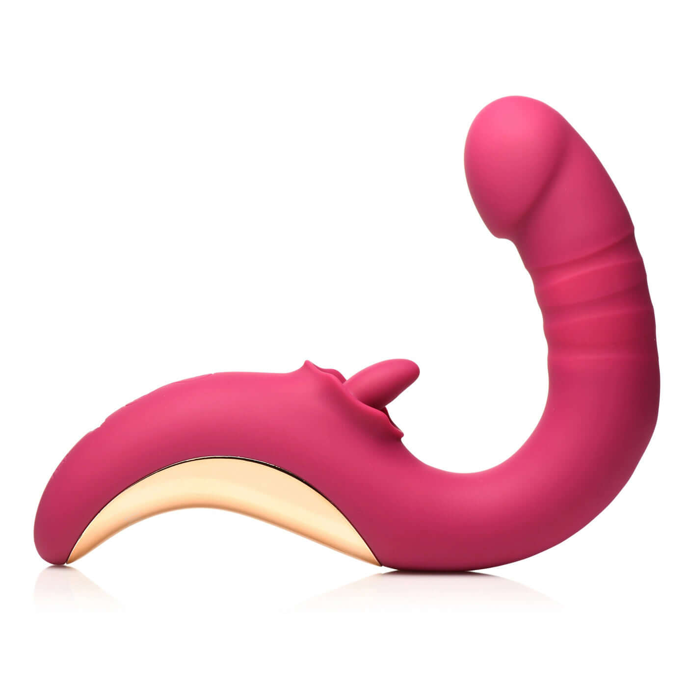 Tease and Please Fuchsia Vibrator with Thrusting and Licking Shaft for G-Spot and Clitoral Stimulation