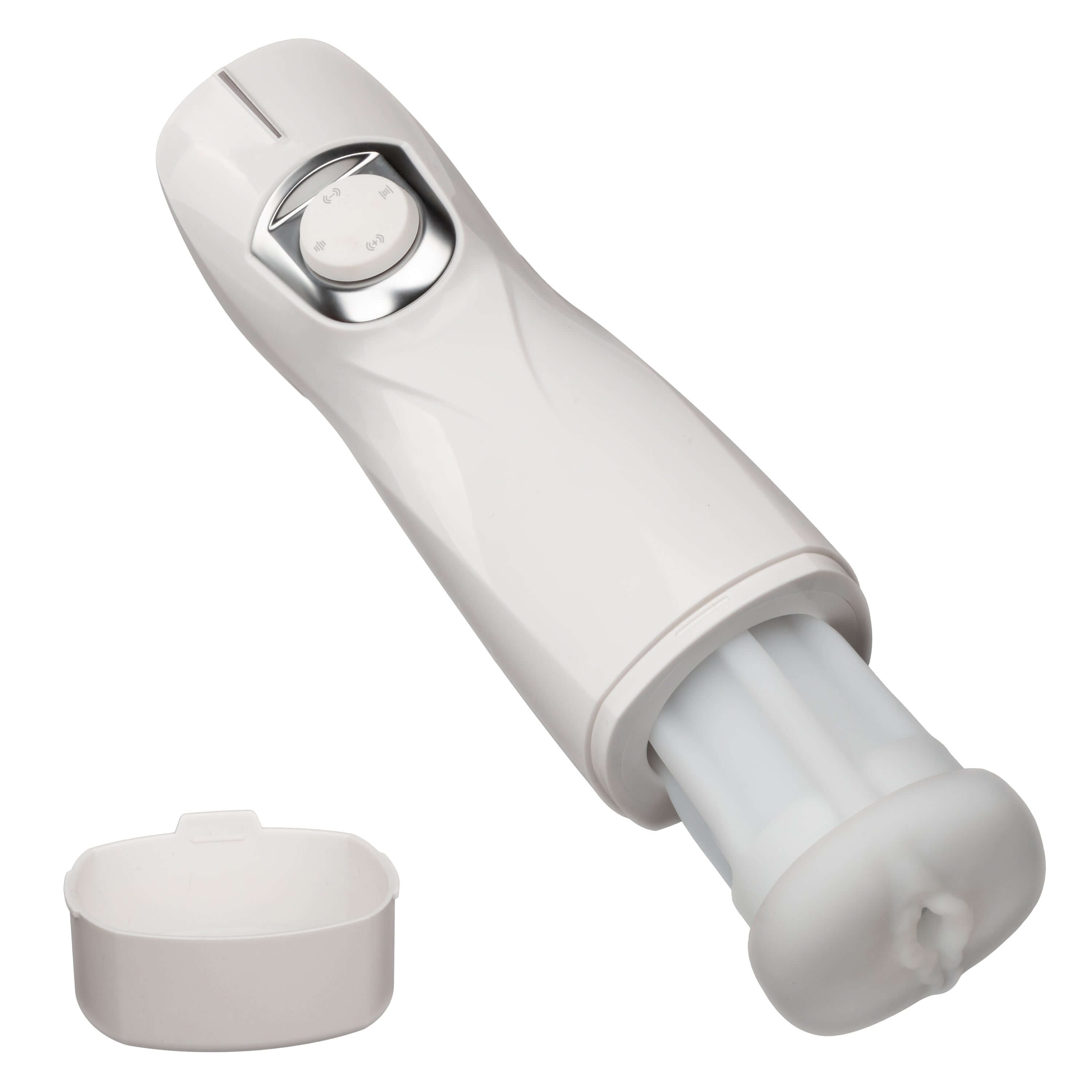 Optimum Power Lifelike Pulsar Stroker - White rechargeable personal pleasure device with advanced features and convenient design.
