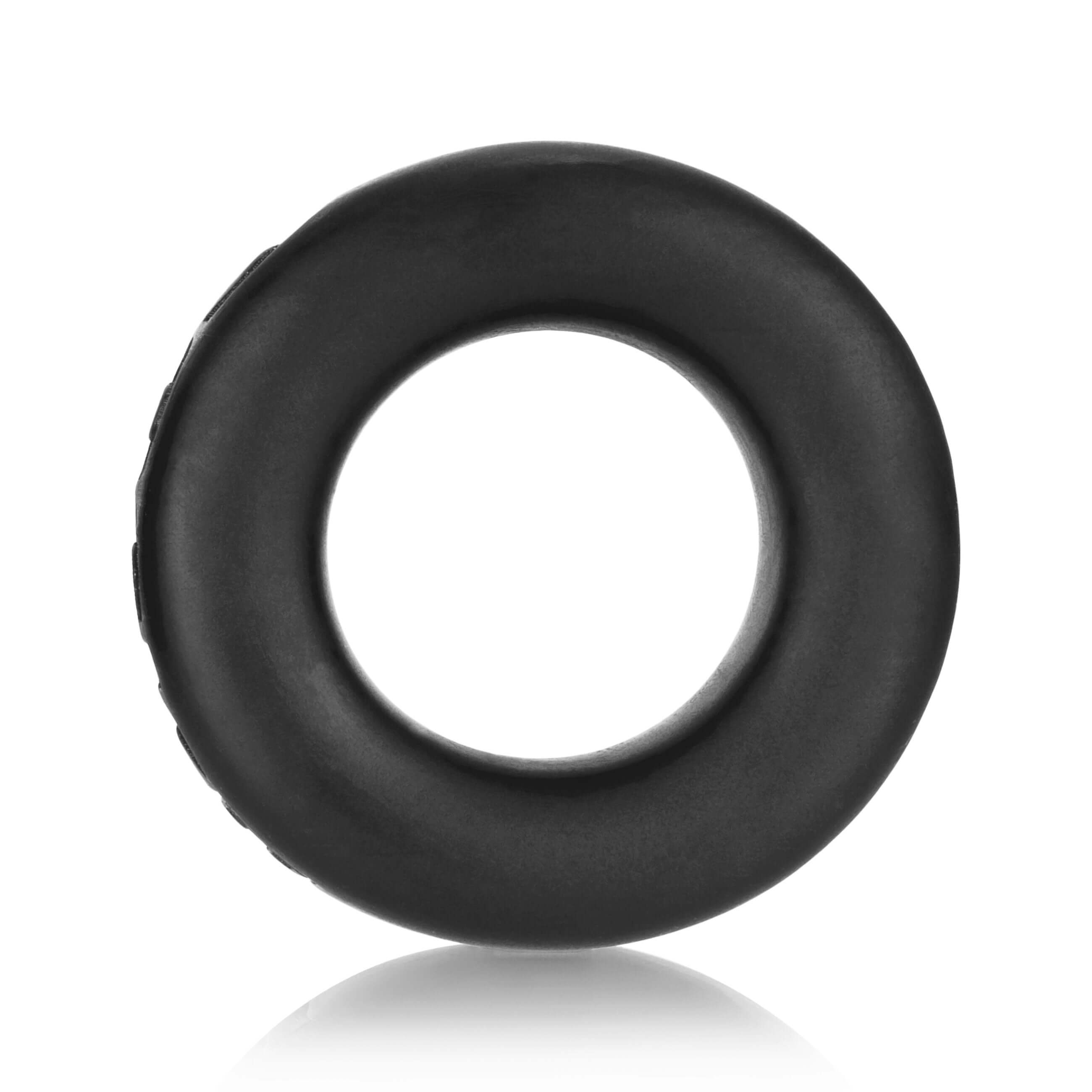 Oxballs Cock T Comfort Cockring Silicone Smoosh Black side view showing its sleek, soft design.