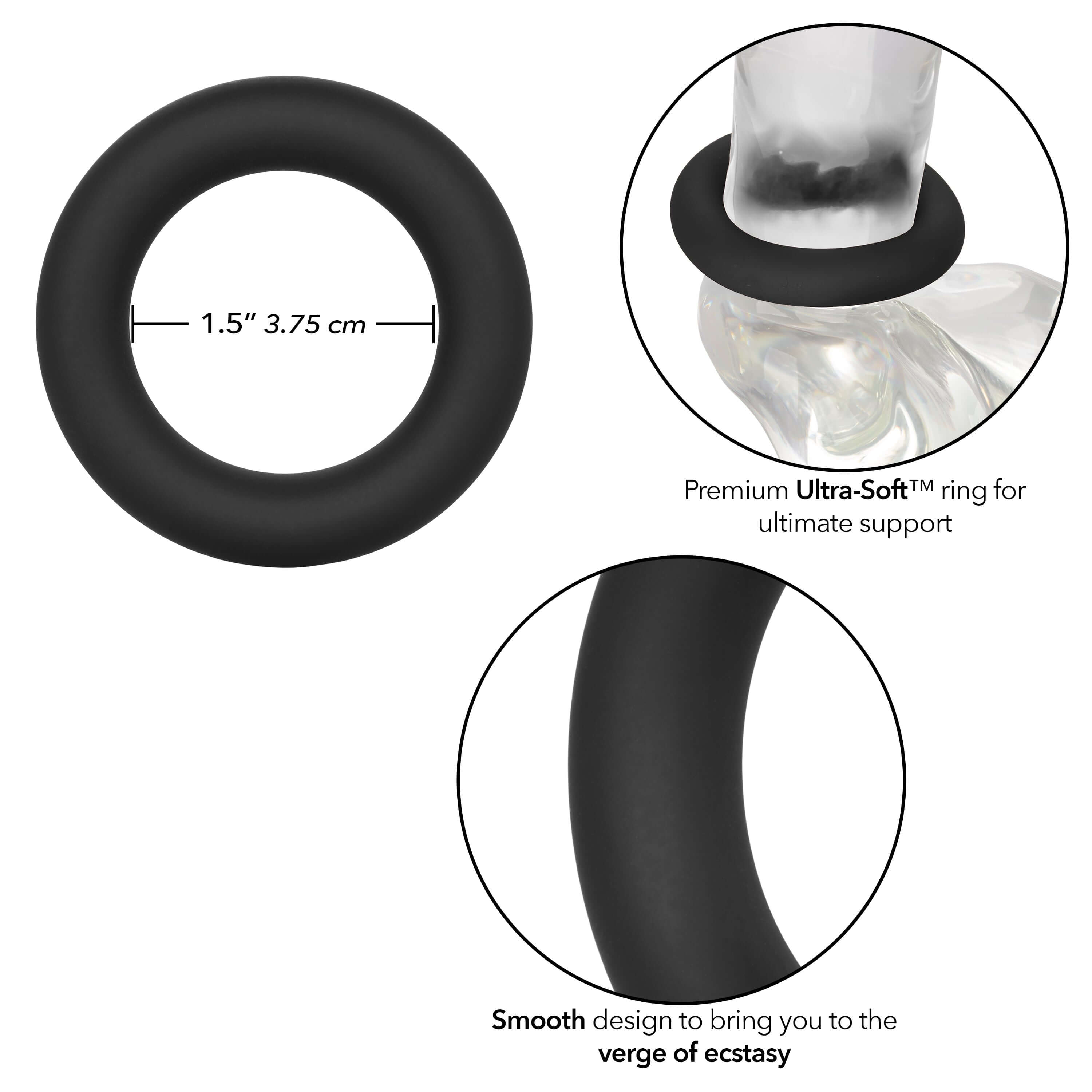 Link Up Ultra Soft Verge Ring Black, premium Ultra-Soft™ silicone for comfort and support.