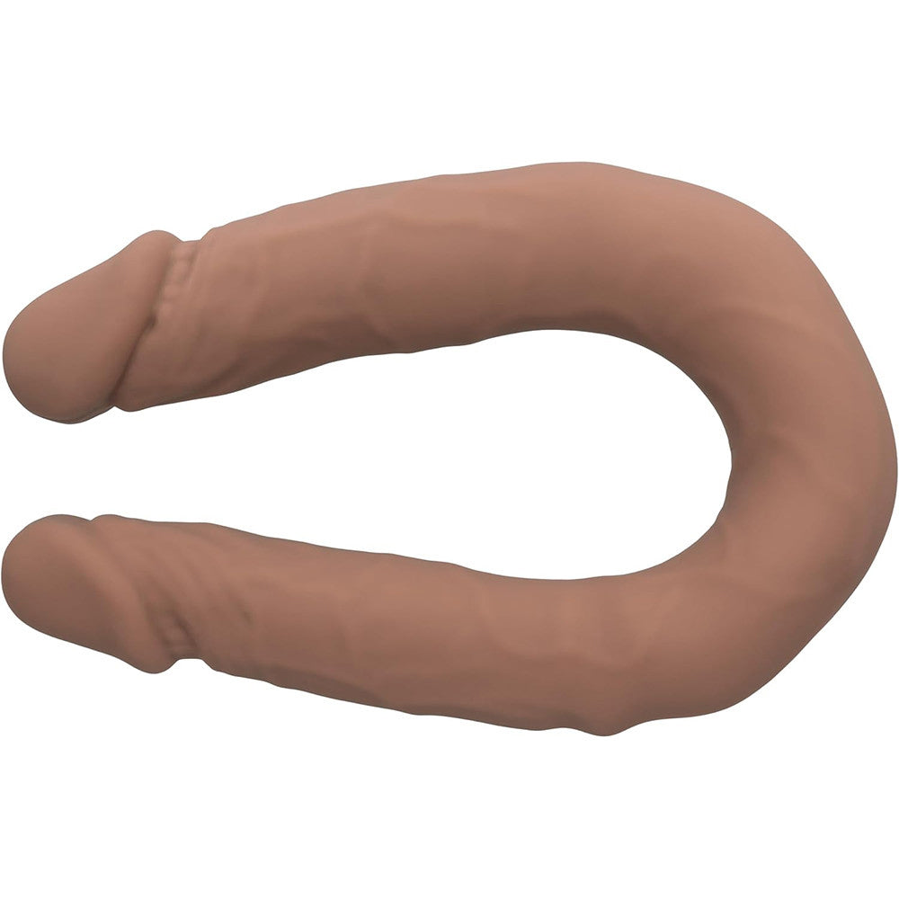 Silicone Studs Bend and Hold Dual Dong 12 Inch Brown, versatile dual-ended silicone toy for customizable positioning.