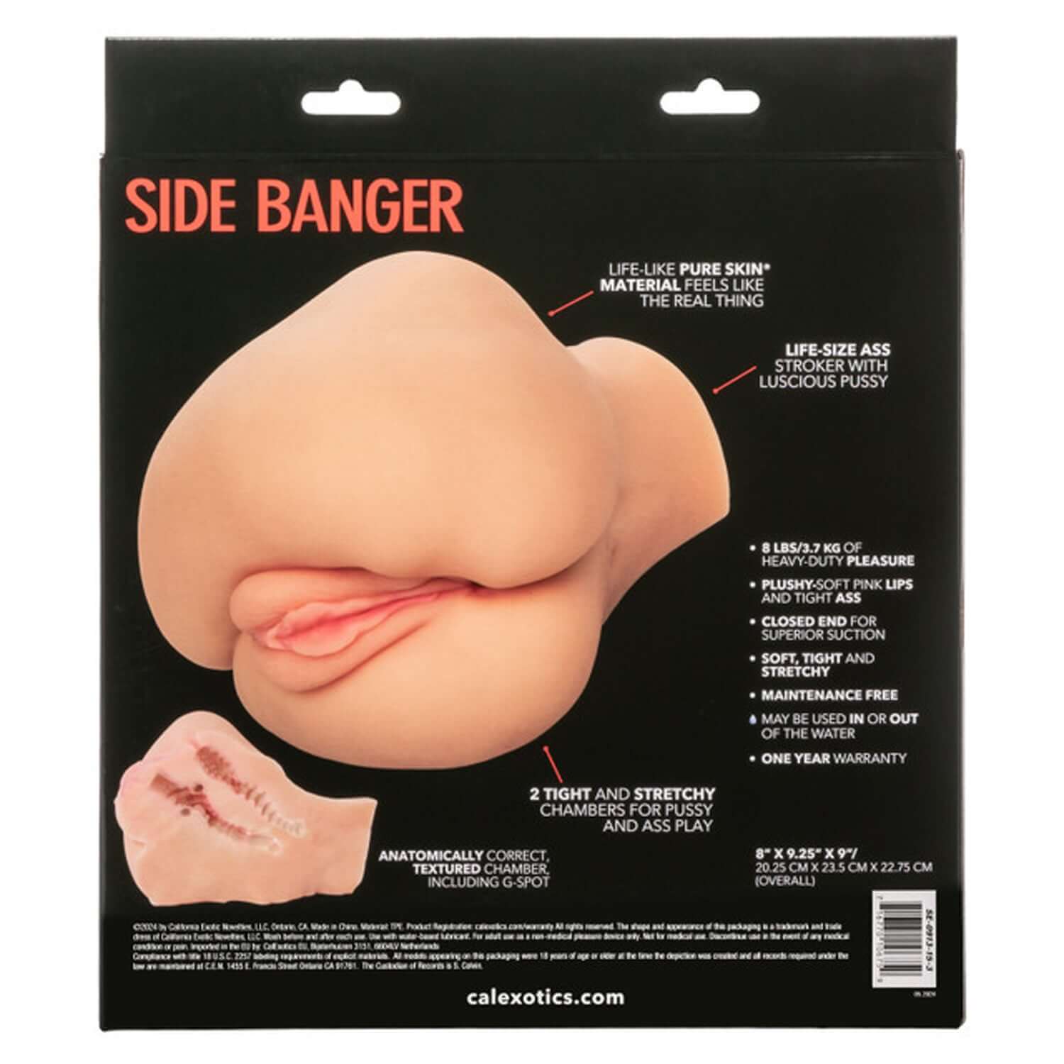 Stroke It Side Banger realistic male masturbator with dual-chamber design for enhanced pleasure in ivory color.