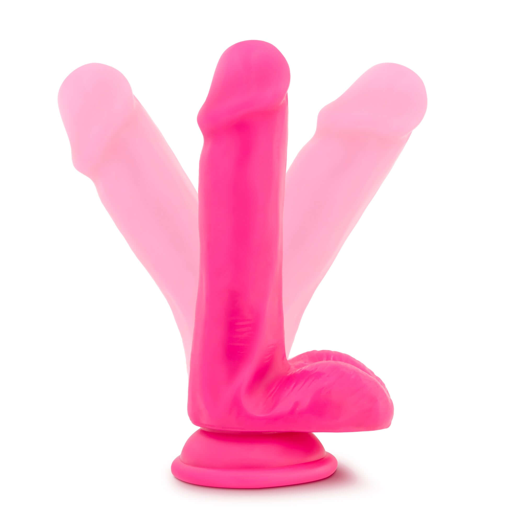 Neo - 6 Inch Dual Density Cock with Balls - Neon Pink-4