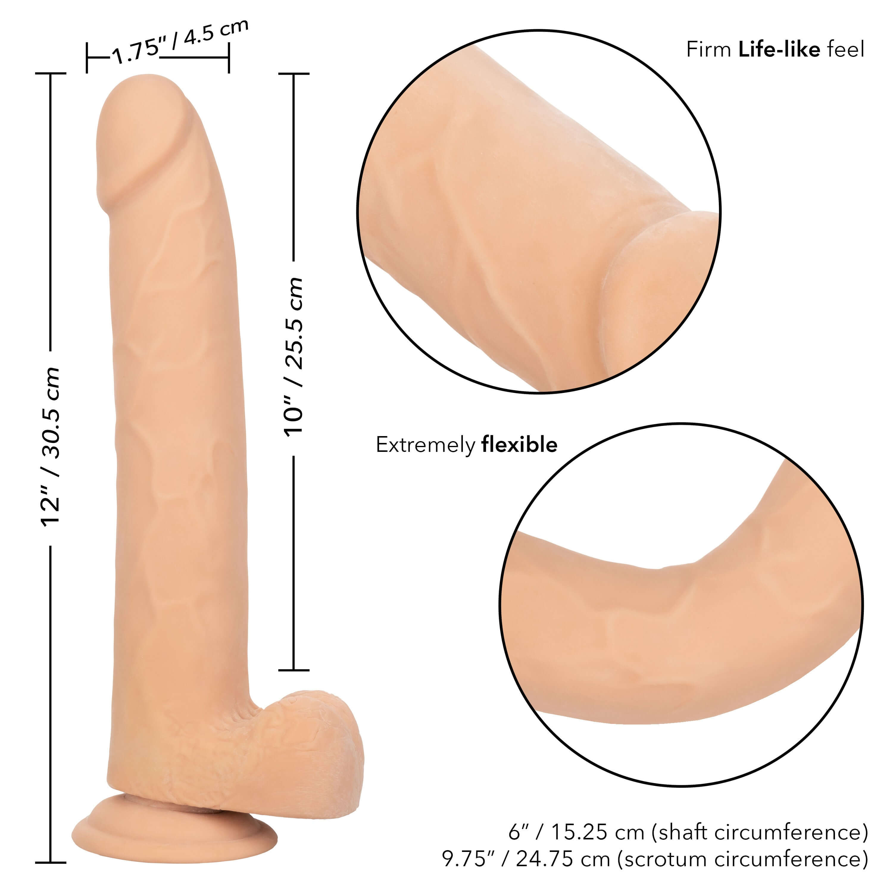 Size Queen 10 inch/25.5 Cm - Ivory-3