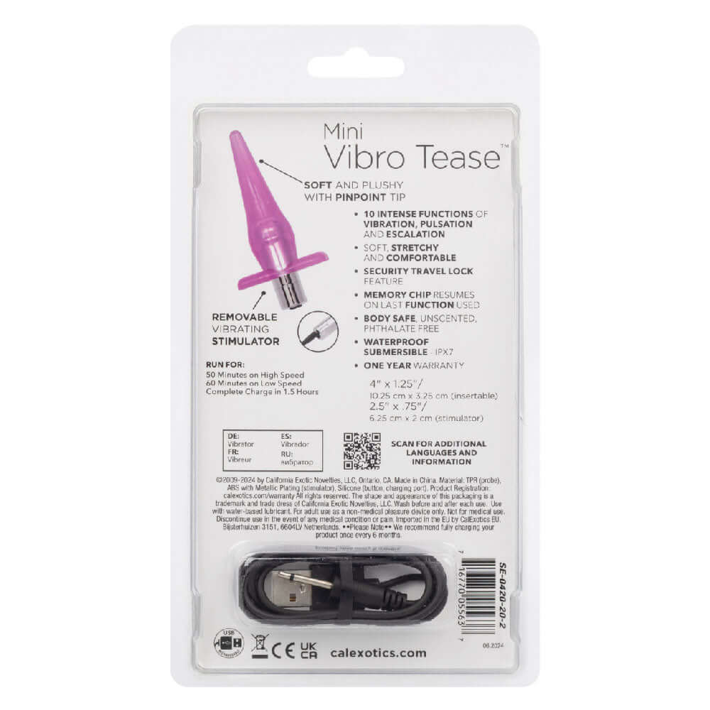 Mini Vibro Tease Slender Probe - Pink-2