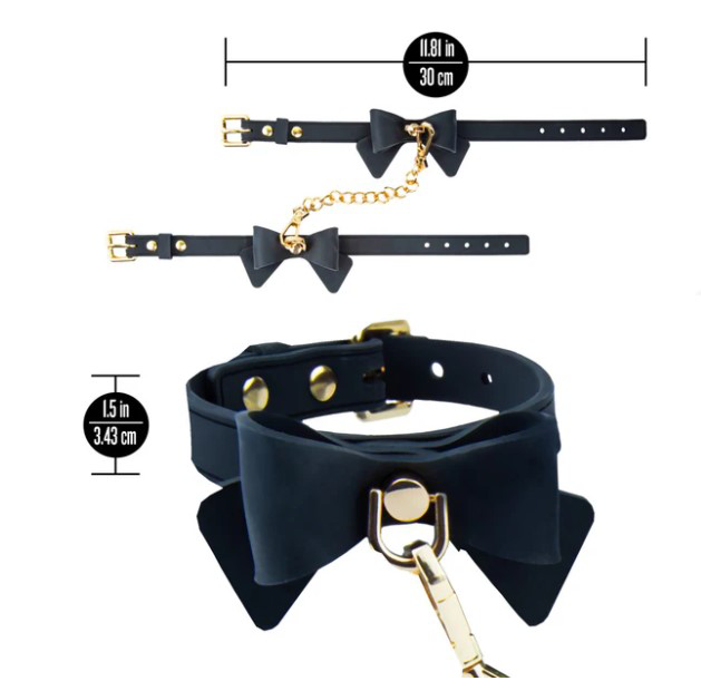 Temptasia Ardor Wrist & Ankle Restraints Black With Bow showing elegant design and premium silicone material.