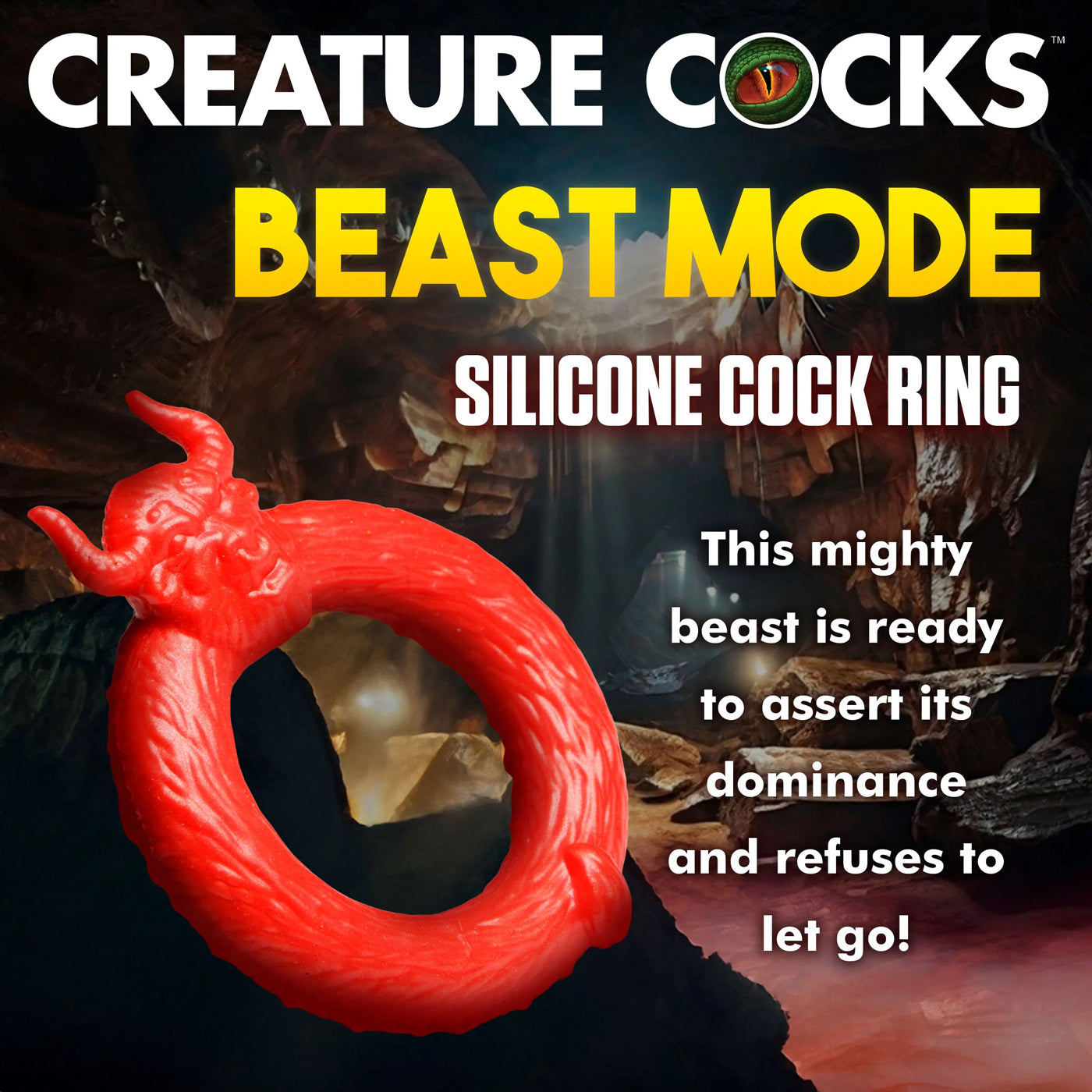 Beast Mode Silicone Cock Ring - Red-5
