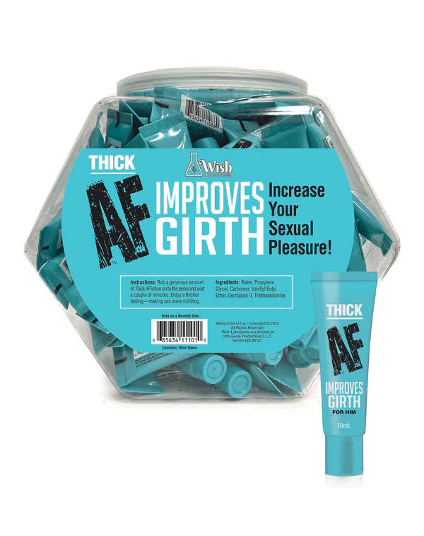 Thick Af Girth Cream 10 ml Display of 65 featuring individual tubes for intimate enhancement and increased pleasure.