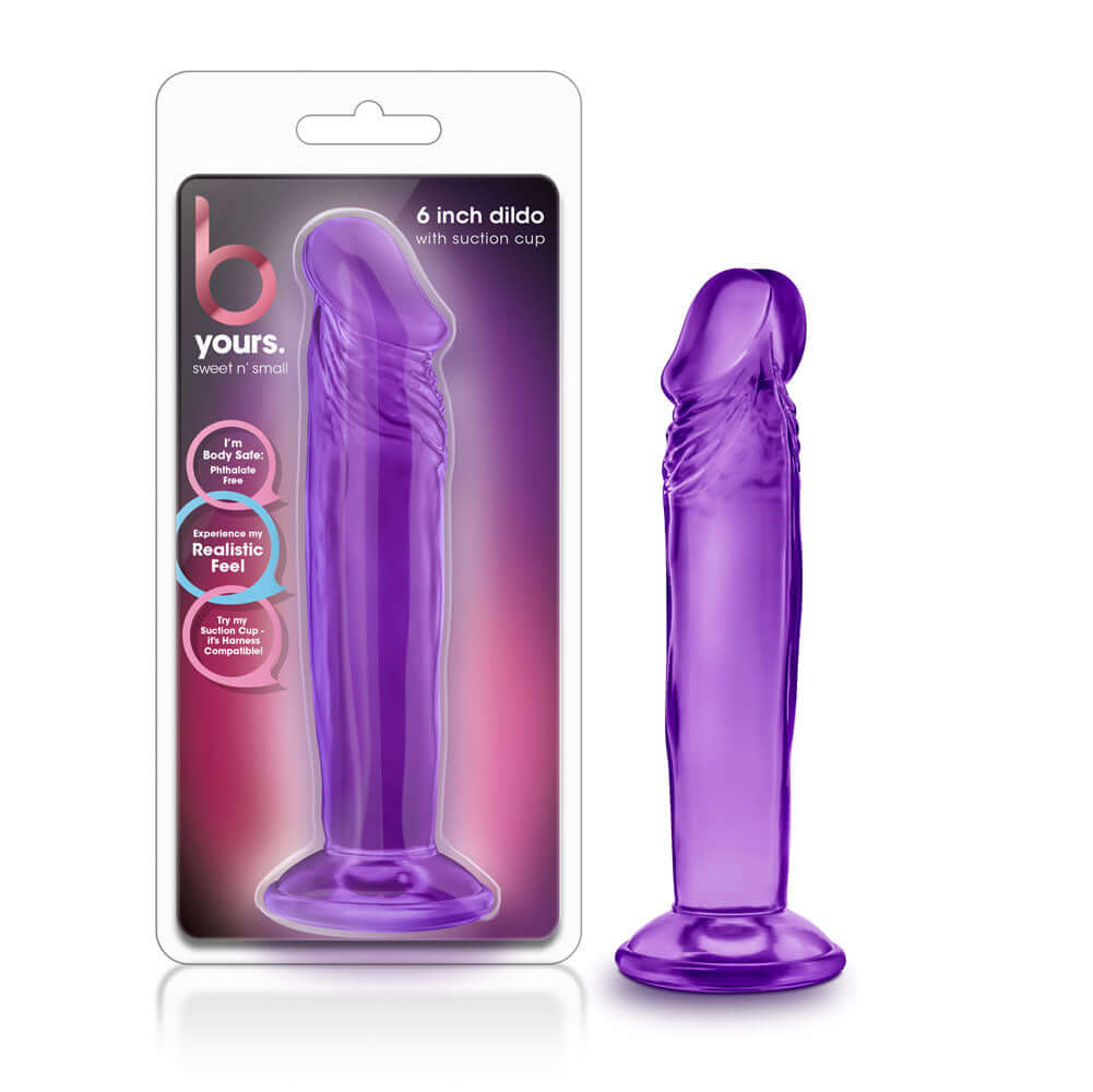 B Yours - Sweet n' Small 6 Inch Dildo With Suction Cup - Purple-1
