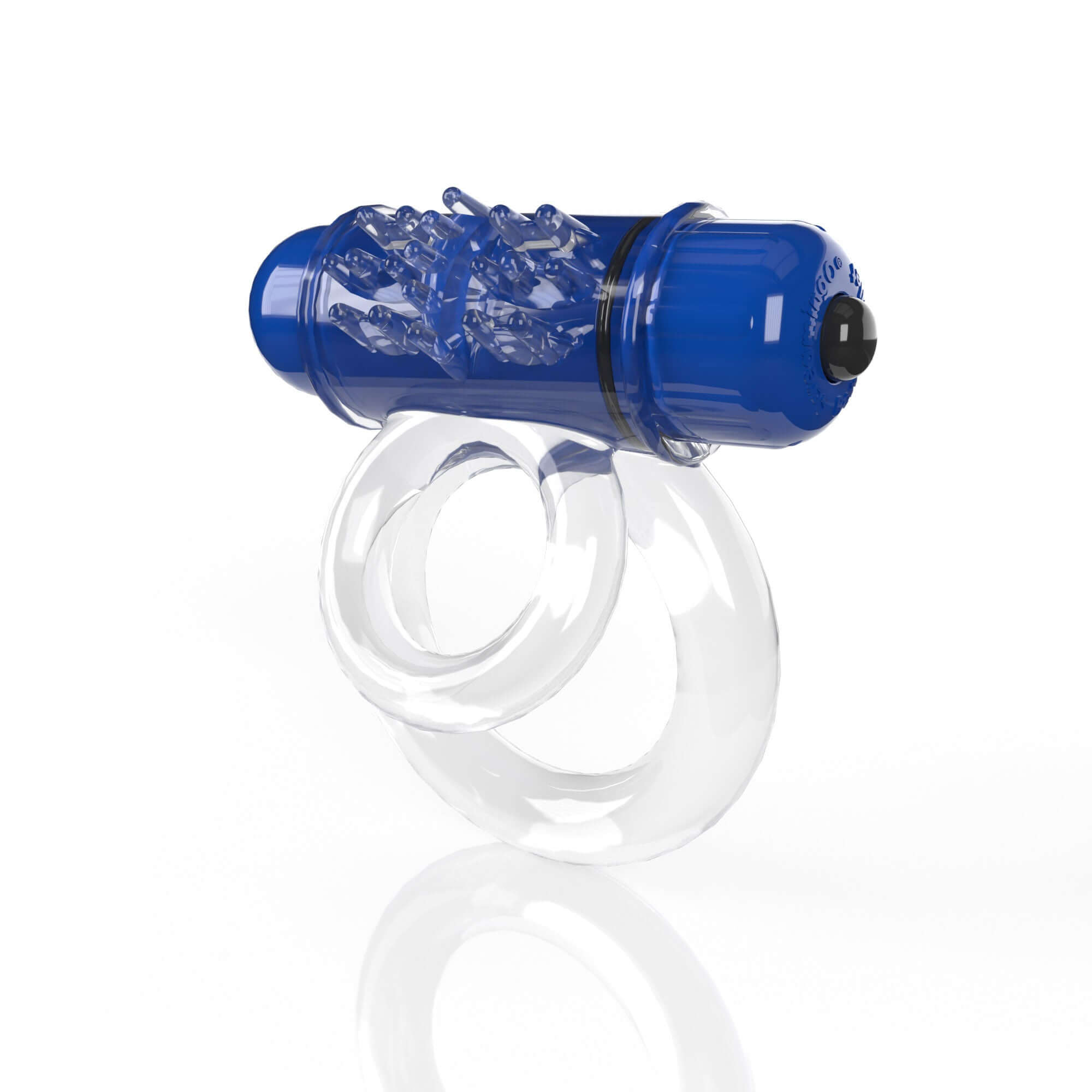 Screaming O 4B Double O Super Powered Ring Blueberry, a blue vibrating double ring for enhanced pleasure and comfort.