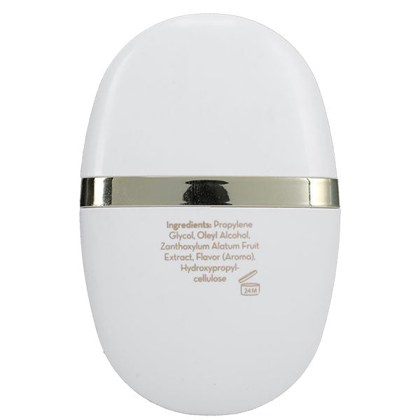 Back view of Buzz Liquid Vibrator Intimate Arousal Gel 0.26 Oz showcasing ingredients list on packaging.
