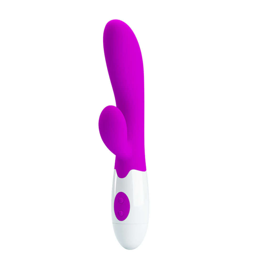 Pretty Love Alvis Vibrator 30 Function Purple, sleek rabbit-style vibrator for dual stimulation.