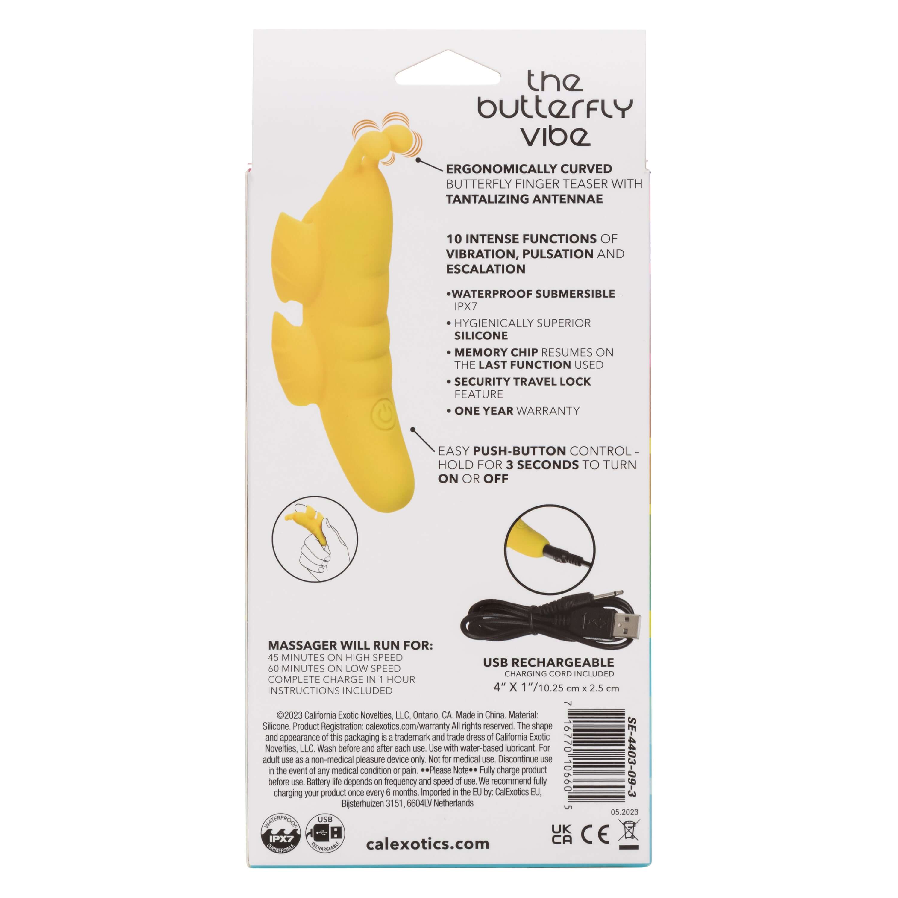 The Butterfly Vibe Yellow designed for precise stimulation with flexible antennae and 10 vibration functions.