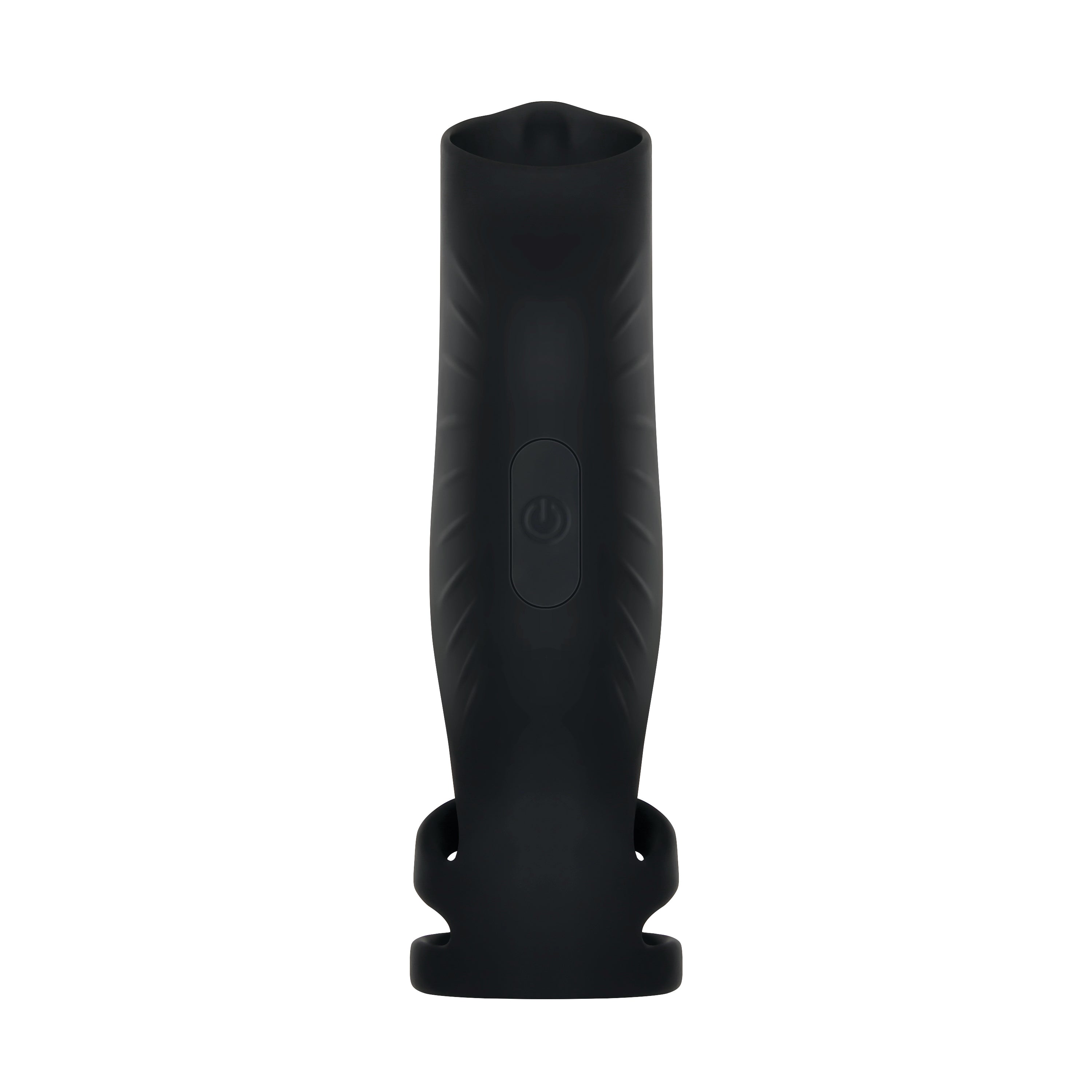 Gender X Rocketeer Rechargeable Penis Sleeve Black - versatile vibrating sheath with three stretchable rings for stimulation.