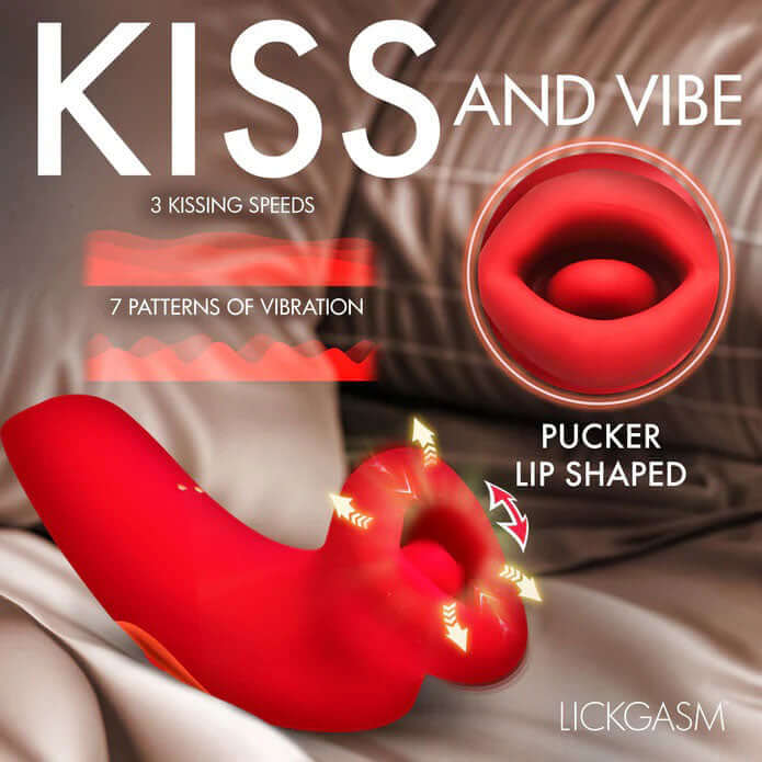 Plump Kiss Sucking and Vibrating Clitoral Stimulator - Red-3