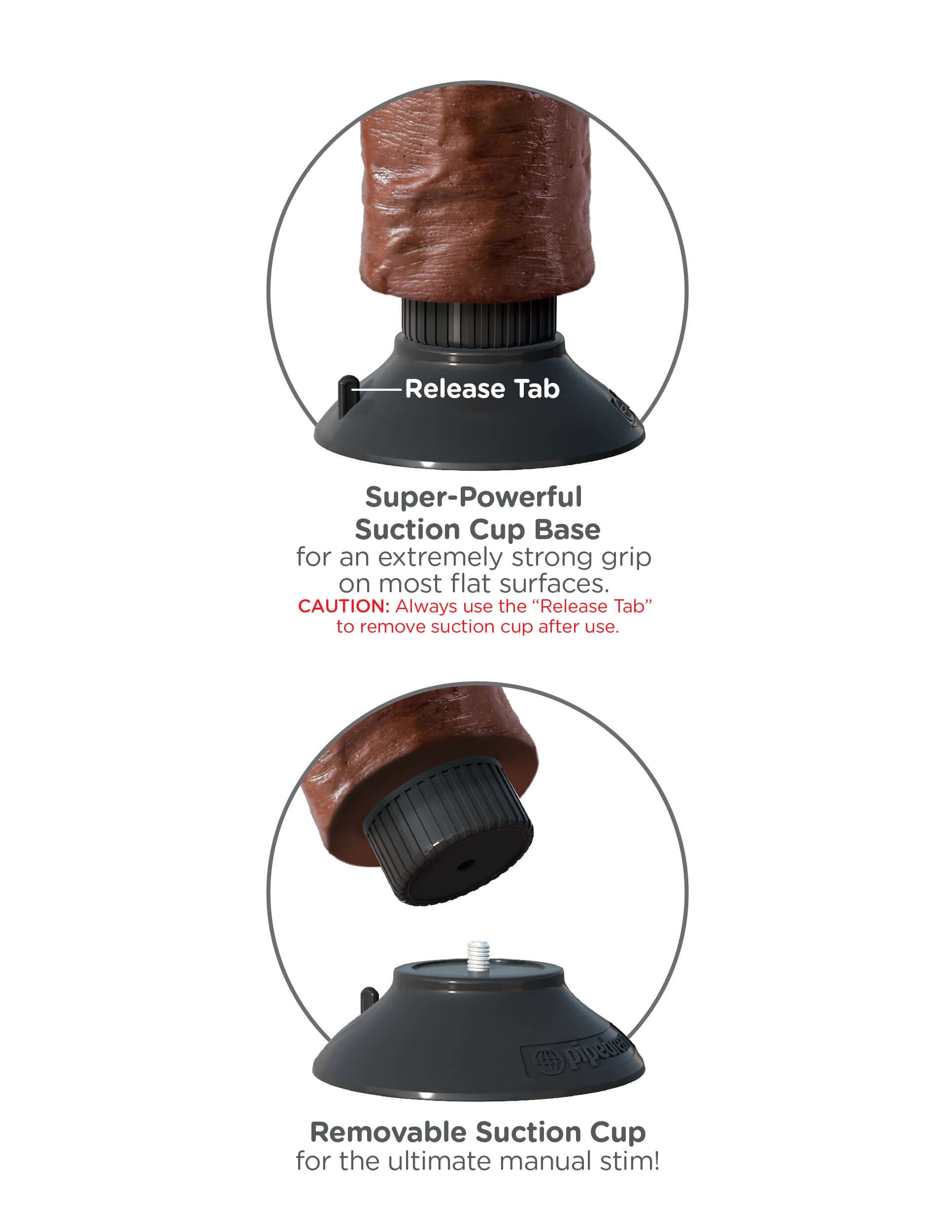 King Cock 8-Inch Vibrating Cock Brown features a super-powerful suction cup base for a strong grip and removable suction cup.