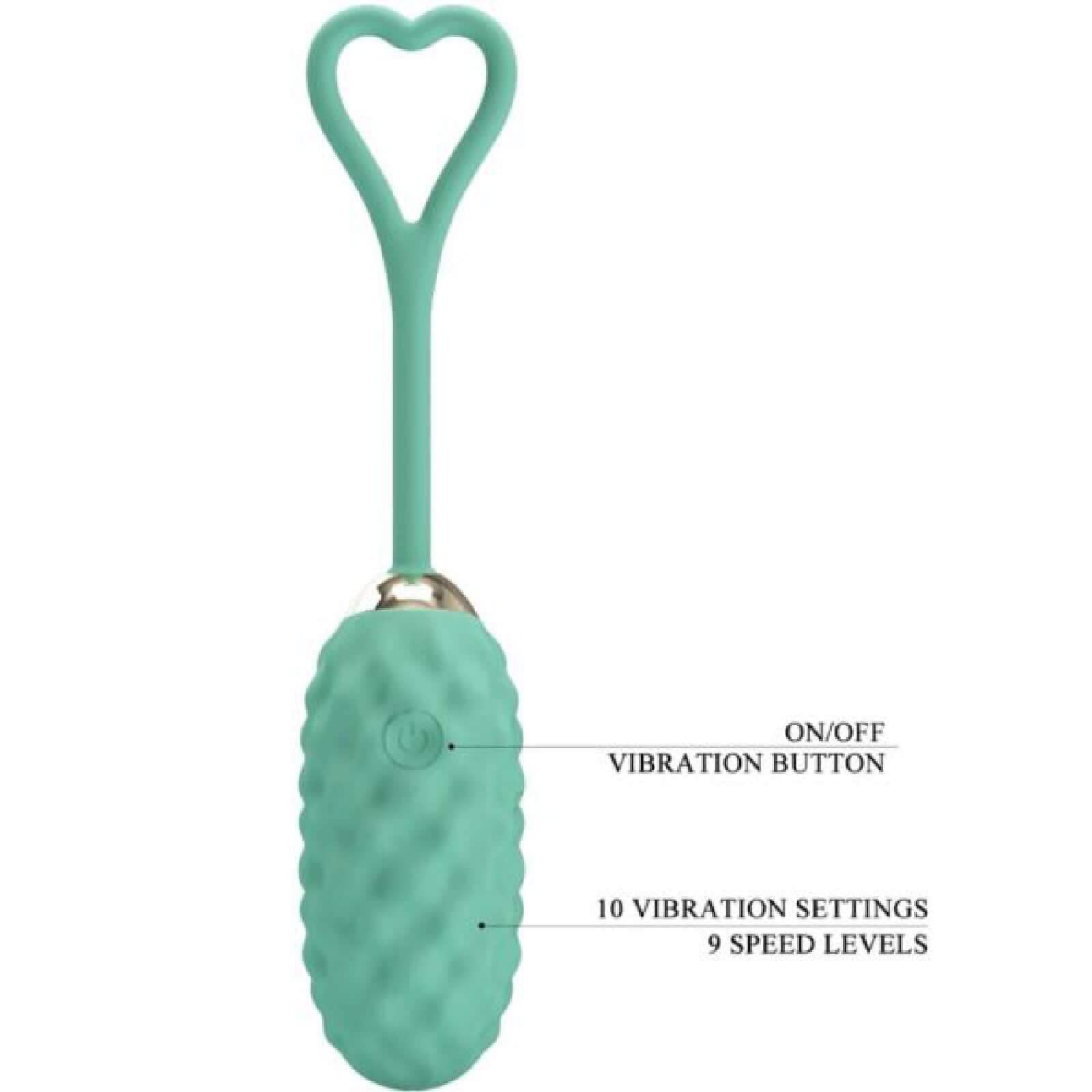 Vivian Remote Control Vibrating Egg in turquoise with 10 vibration settings and 9 speed levels.