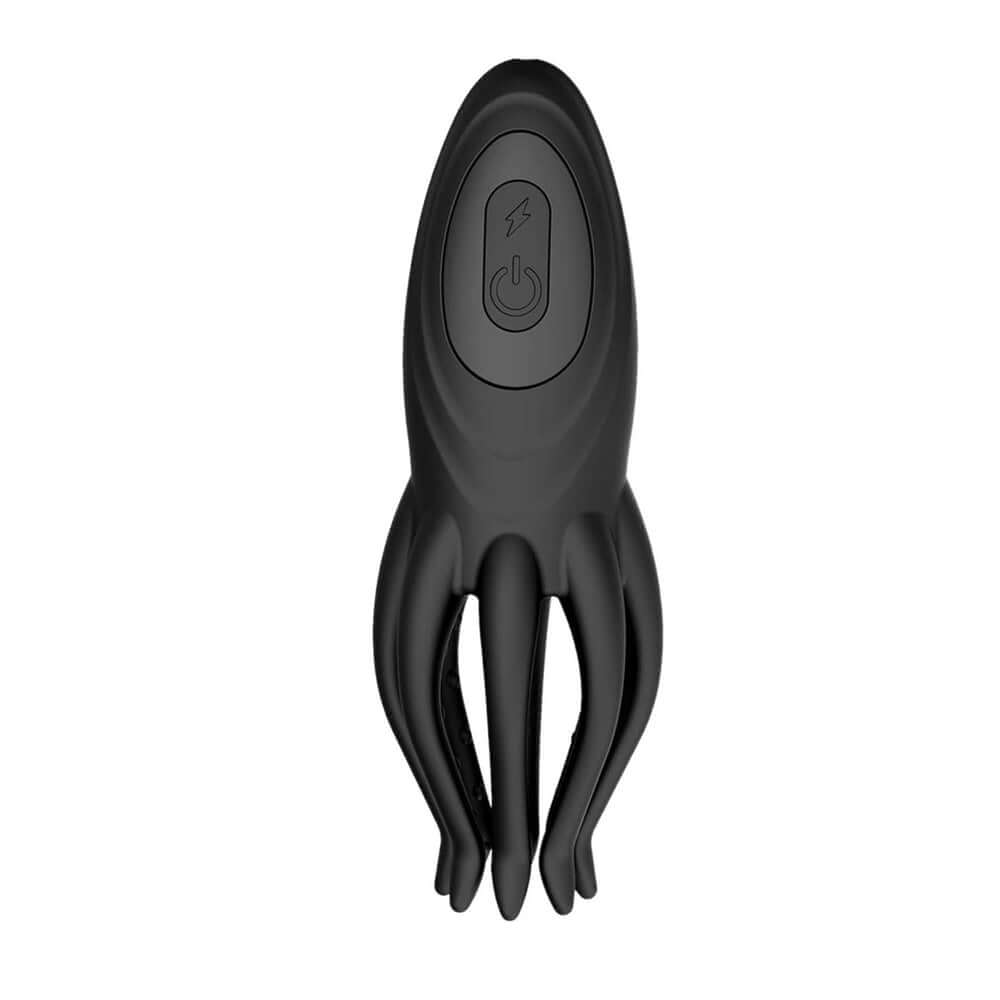 Cockpower Electric Octopus Masturbator Black featuring a sleek design and control button for customizable stimulation.