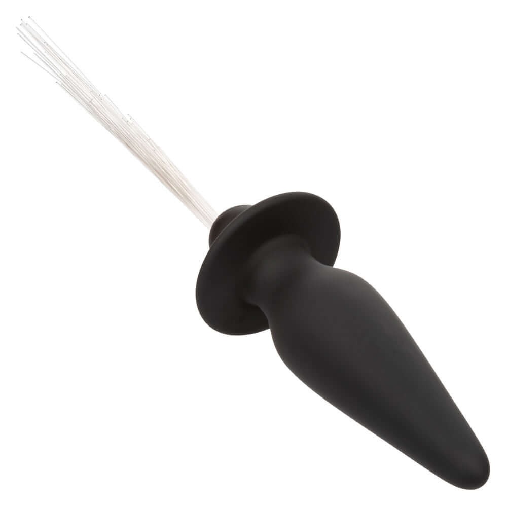Southern Lights black vibrating light up anal probe with tapered design and flanged base.