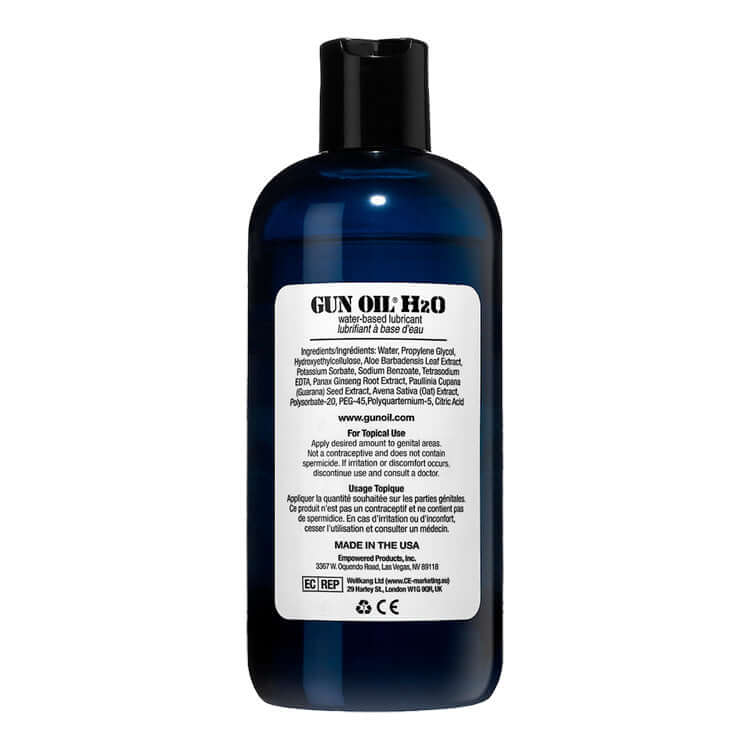 Gun Oil H2O Water-based Lubricant 16 Oz bottle with ingredient list.