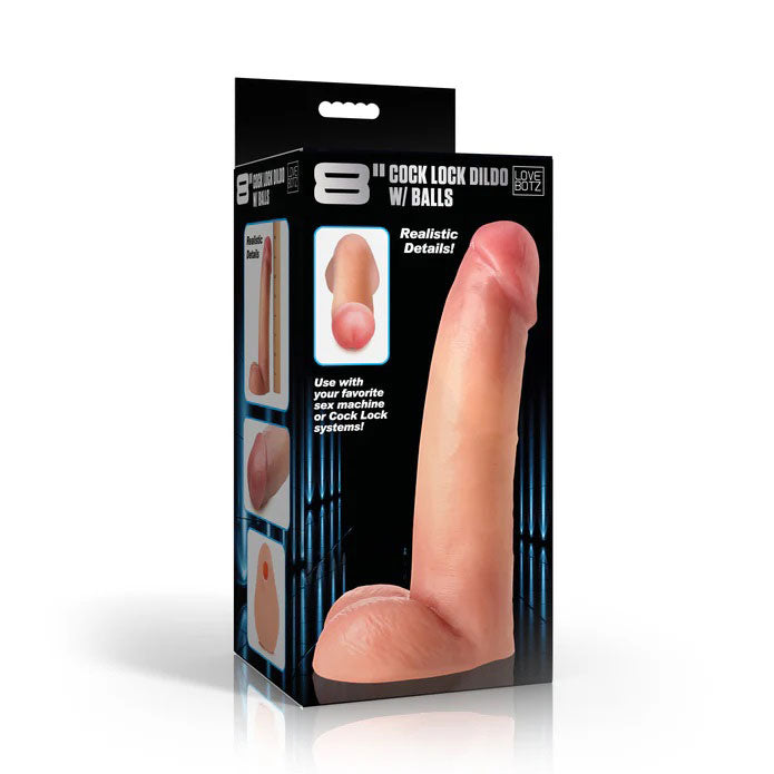 8" Cock Lock Dildo With Balls - Light-0
