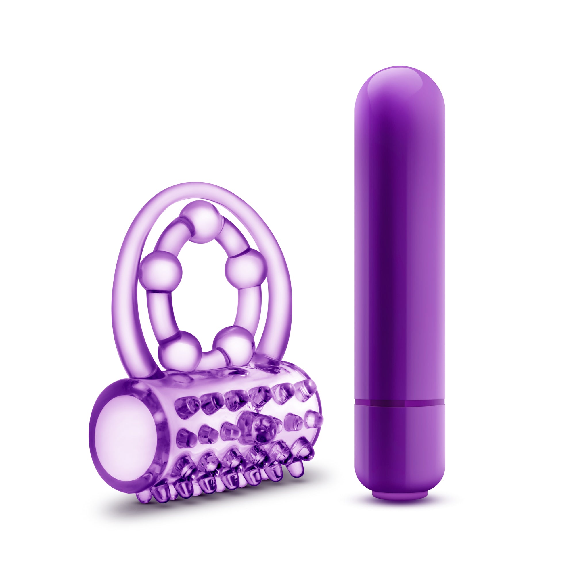 Play With Me - the Player - Vibrating Double Strap Ring - Purple-3