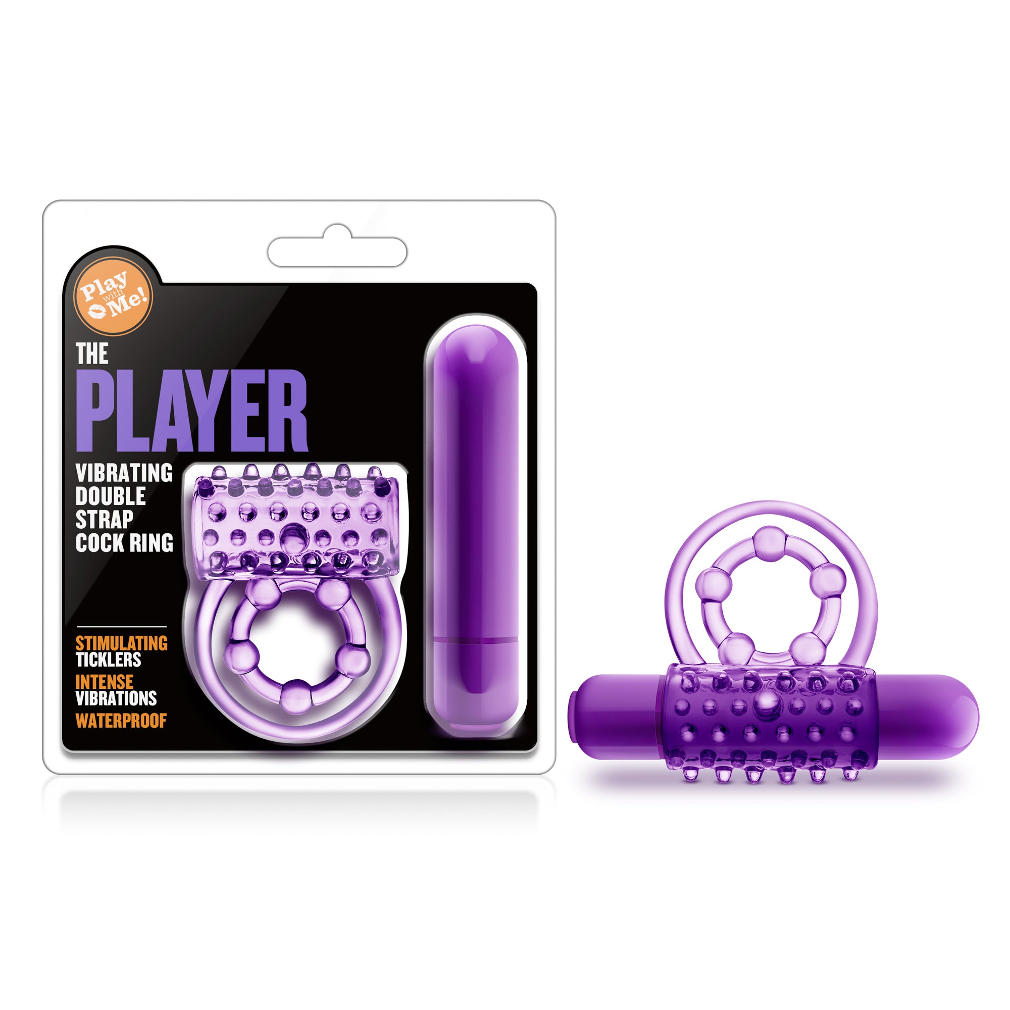 Play With Me - the Player - Vibrating Double Strap Ring - Purple-2