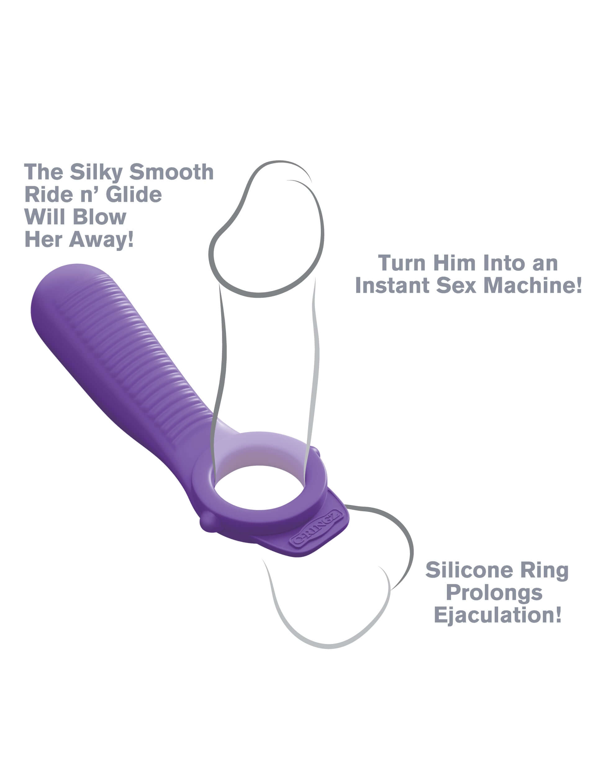 Fantasy C-Ringz Ride n Glide Couples Ring, a purple silicone sex toy designed for enhanced shared pleasure.