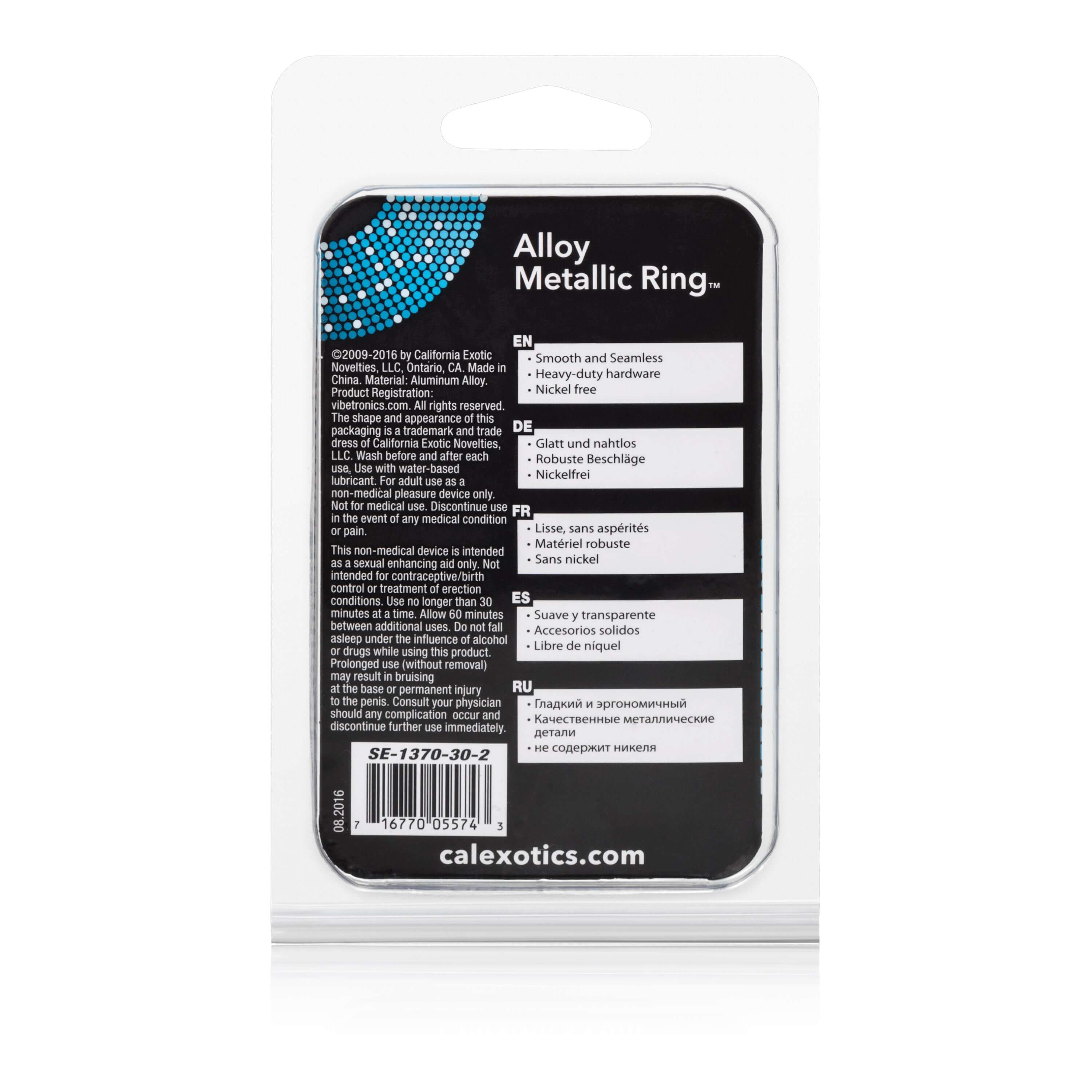 Alloy Metallic Ring Extra Large packaging showing smooth and seamless design for enhanced pleasure and durability.