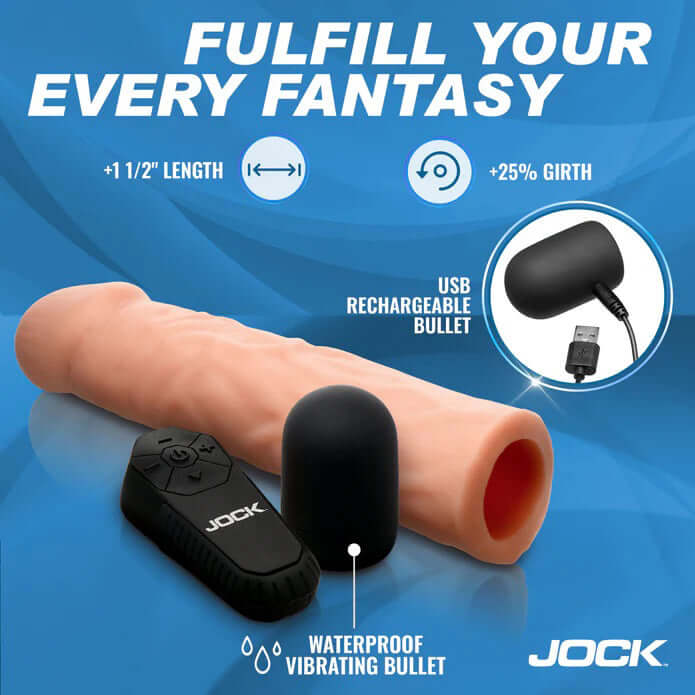 Jock Vibrating Penis Extension with Remote - Light-2