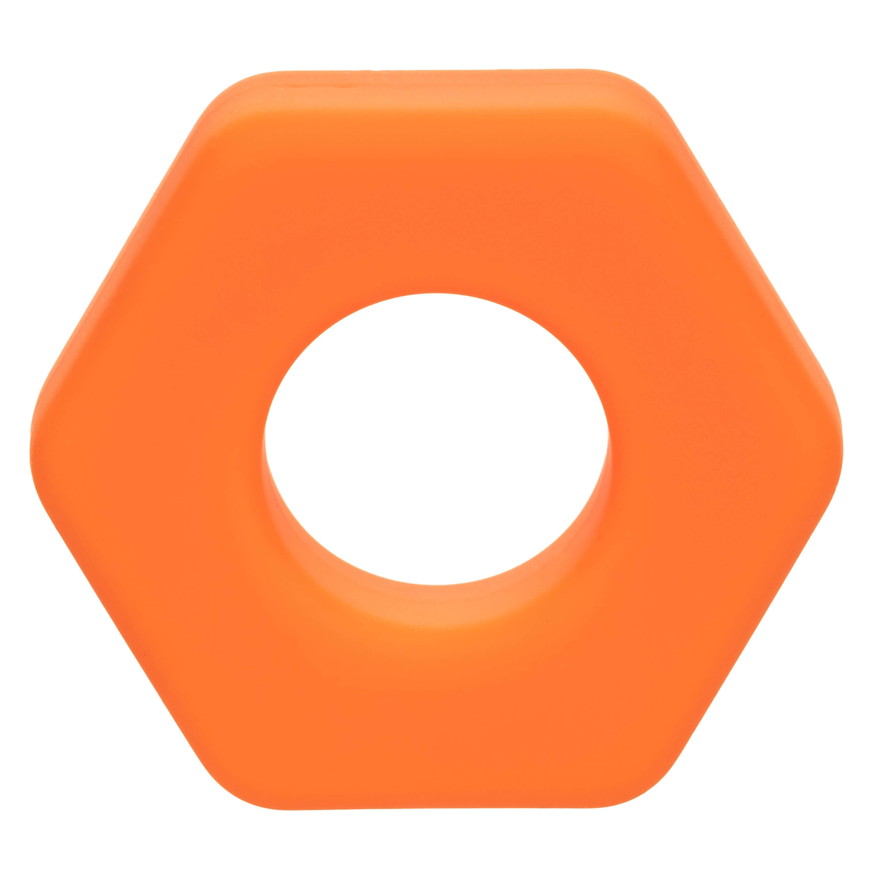 Alpha Liquid Silicone Prolong Sexagon Ring Orange, hexagonal sex enhancement ring in bright orange color.