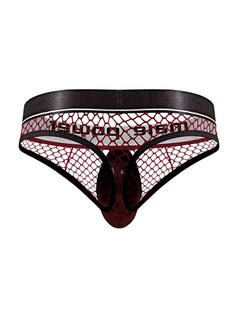 Cock Pit Net Cock Ring Thong - S/ M - Burgundy-1