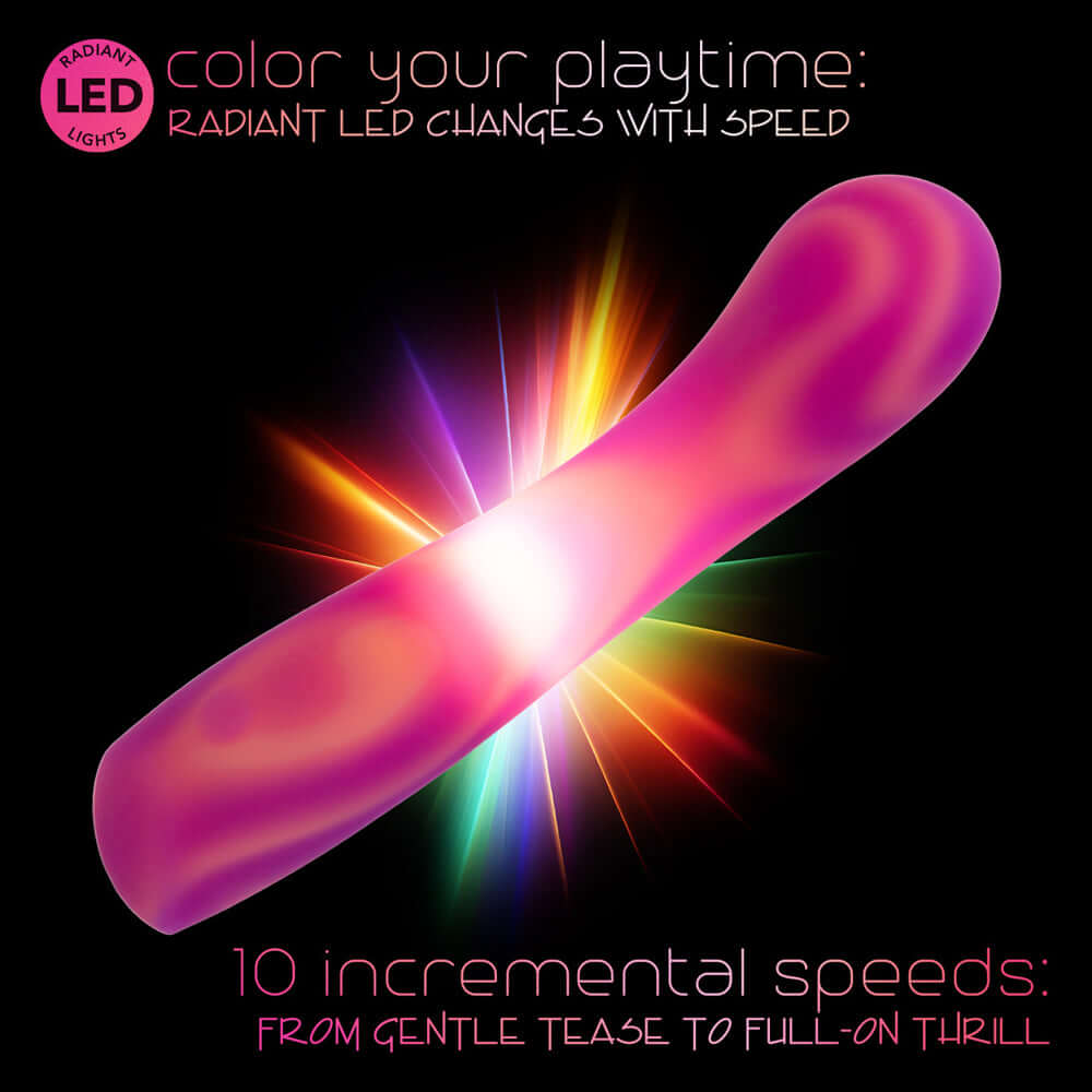 Endless Summer Sunset Seducer Massager Pink with radiant LED lights and customizable speeds for varied stimulation.