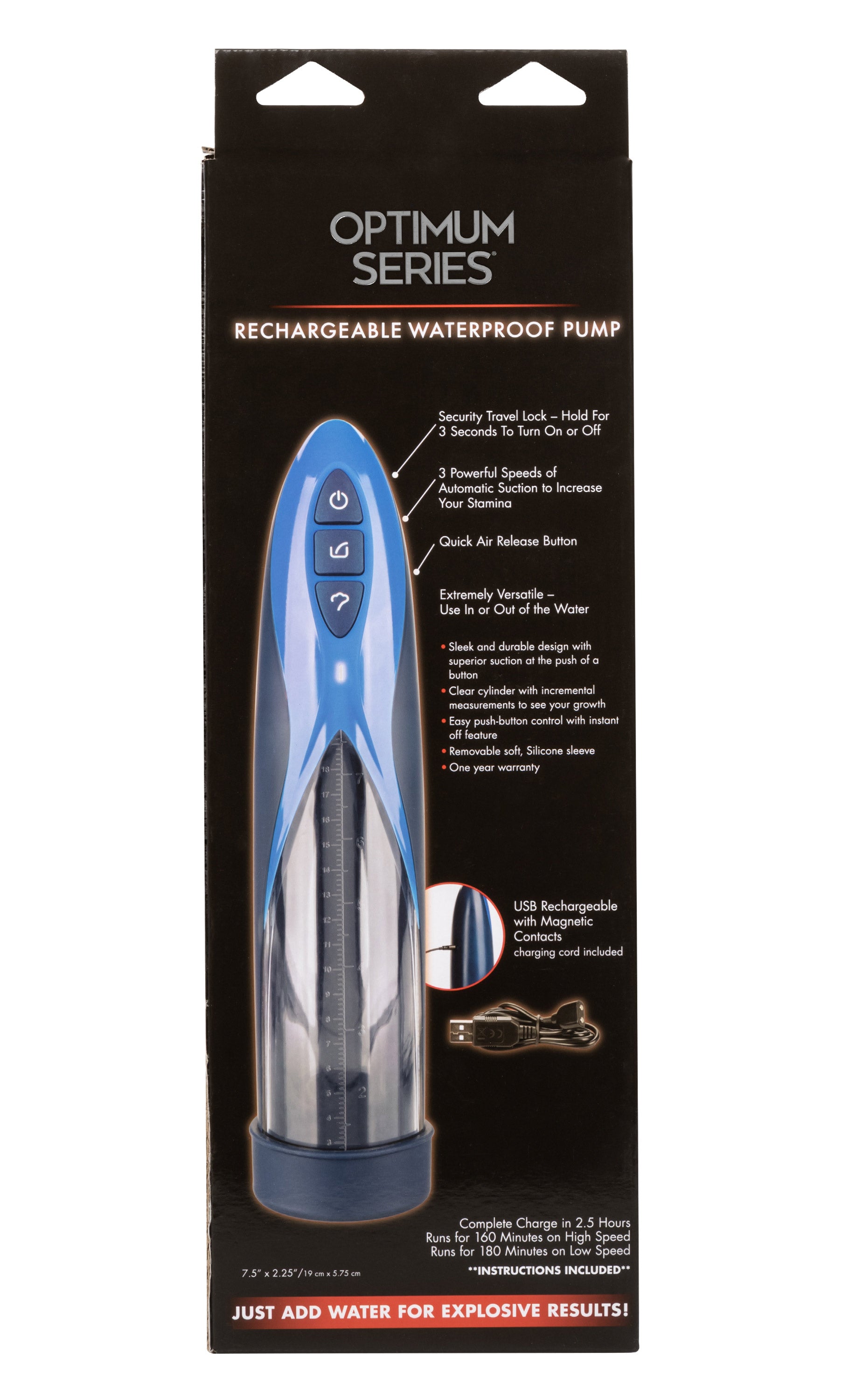 Optimum Series Rechargeable Waterproof Pump with sleek design and powerful suction features for precision and comfort.