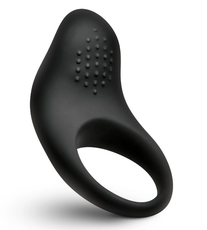 Bang Vibrating Silicone Cock Ring Black, rechargeable couples vibrator with clitoral stimulation pad and stretchy silicone.