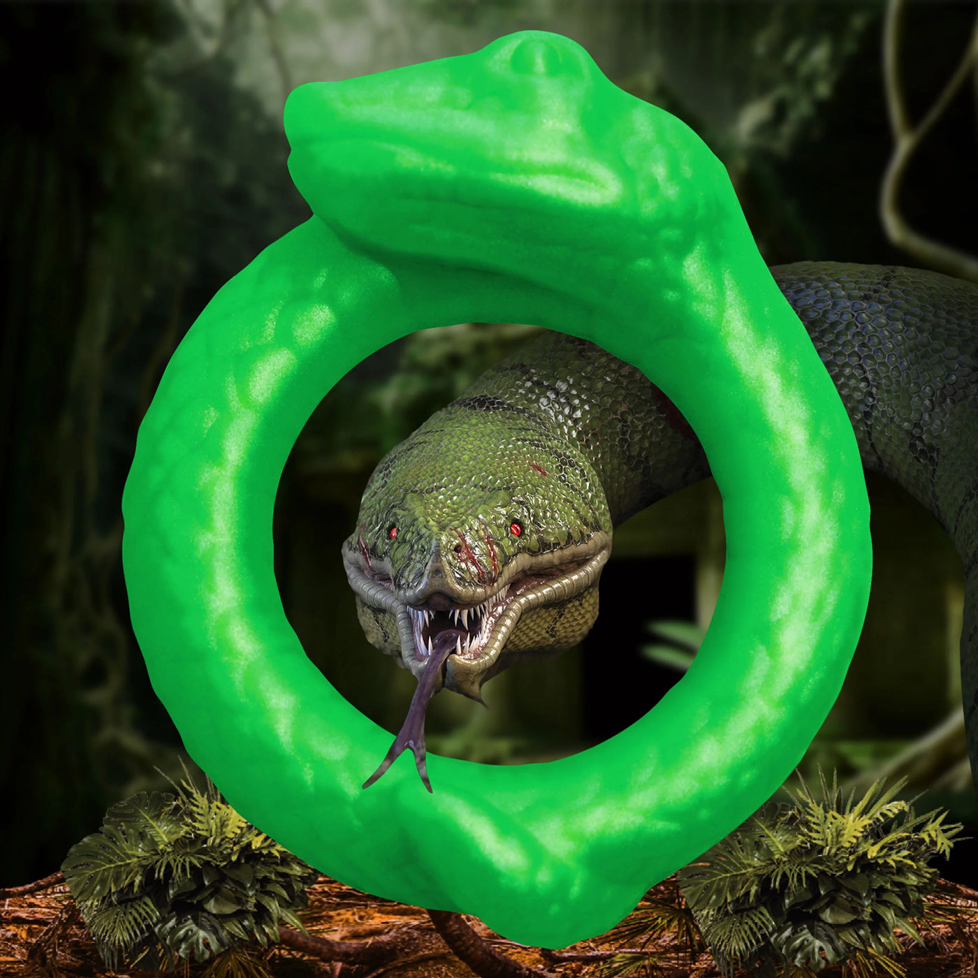 Serpentine Silicone Cock Ring - Green-6